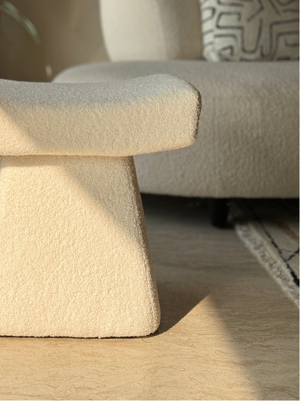 Bouclé Arch Pouffe
