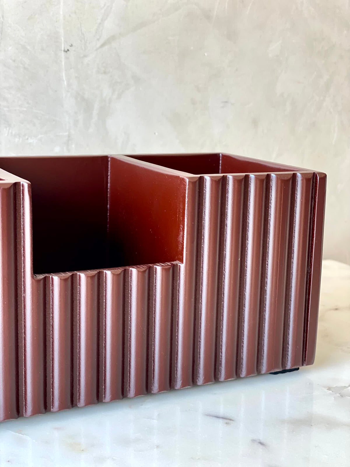 Imperium Fluted Desk Organiser - Walnut