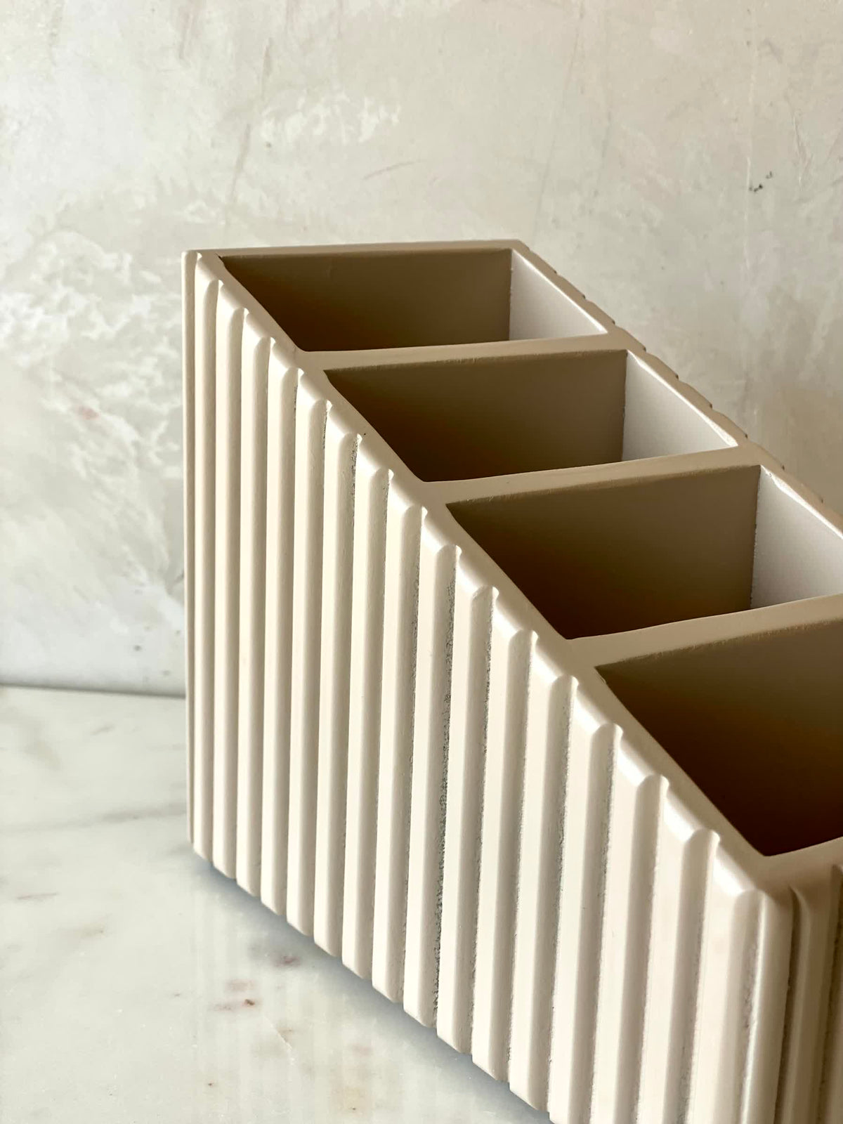 Imperium Fluted Remote Holder 4 Slot - Beige