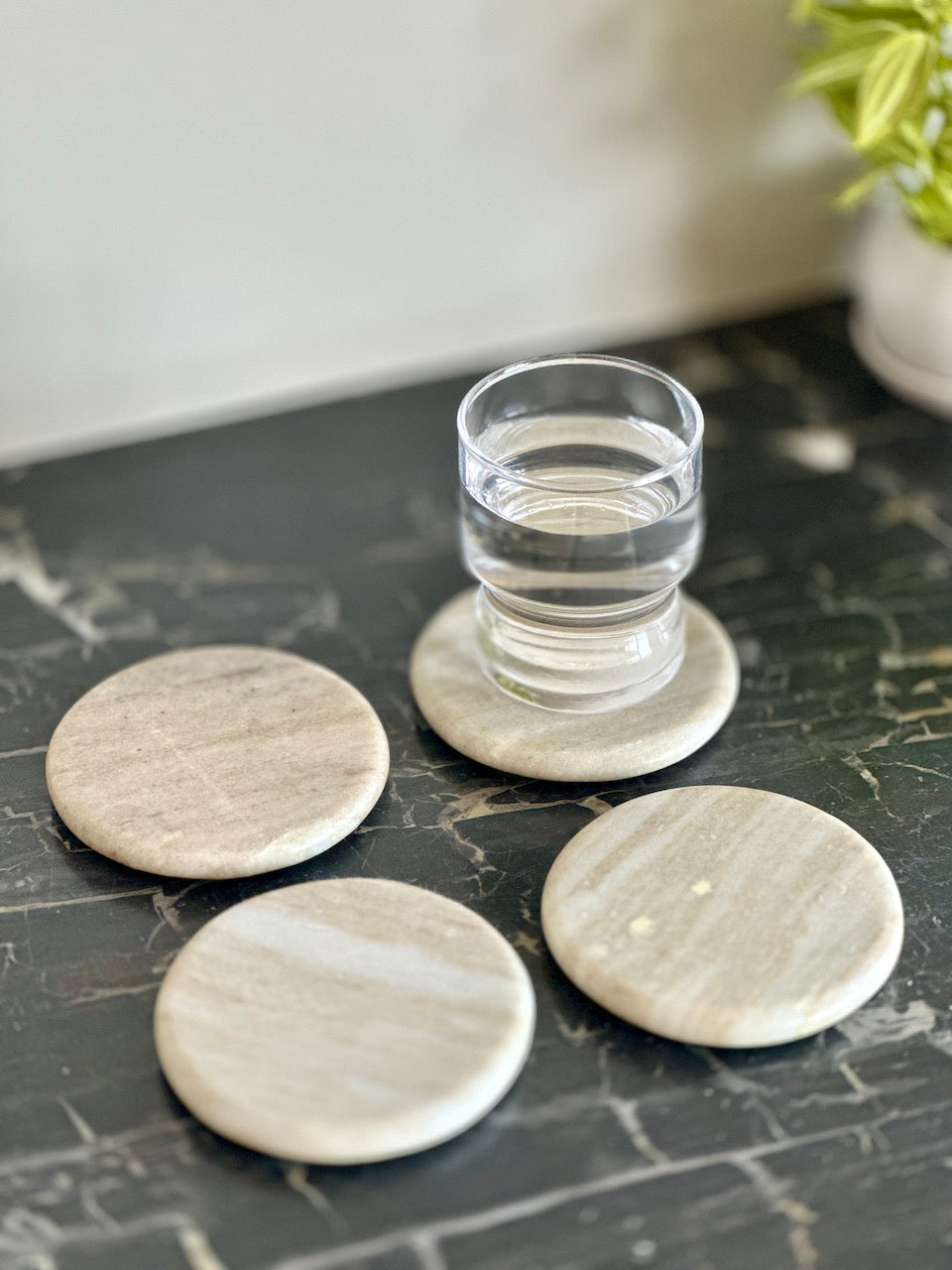 Auric Beige Marble Coaster Set of 4 Mason Home by Amarsons