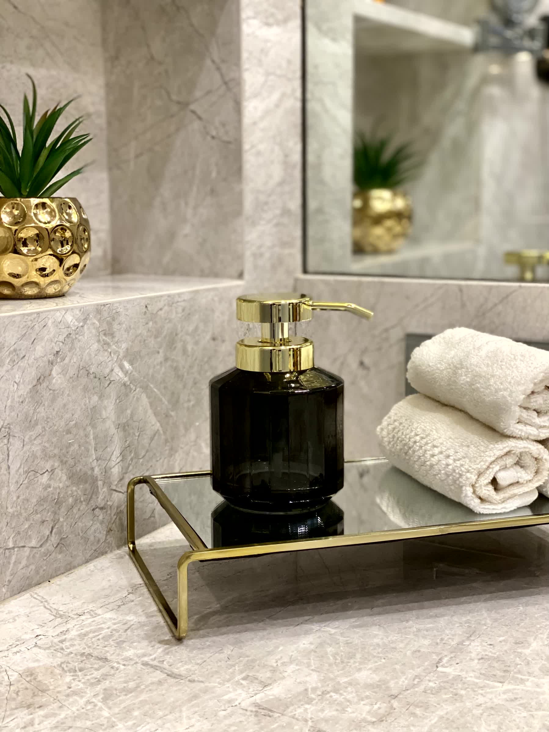 Chalice Glass Bathroom Dispenser - Black