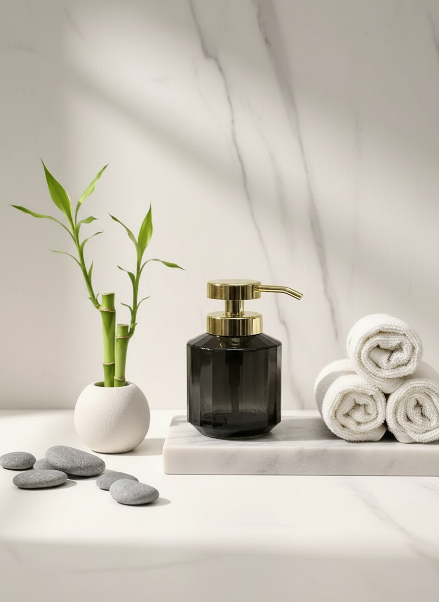 Chalice Glass Bathroom Dispenser - Black