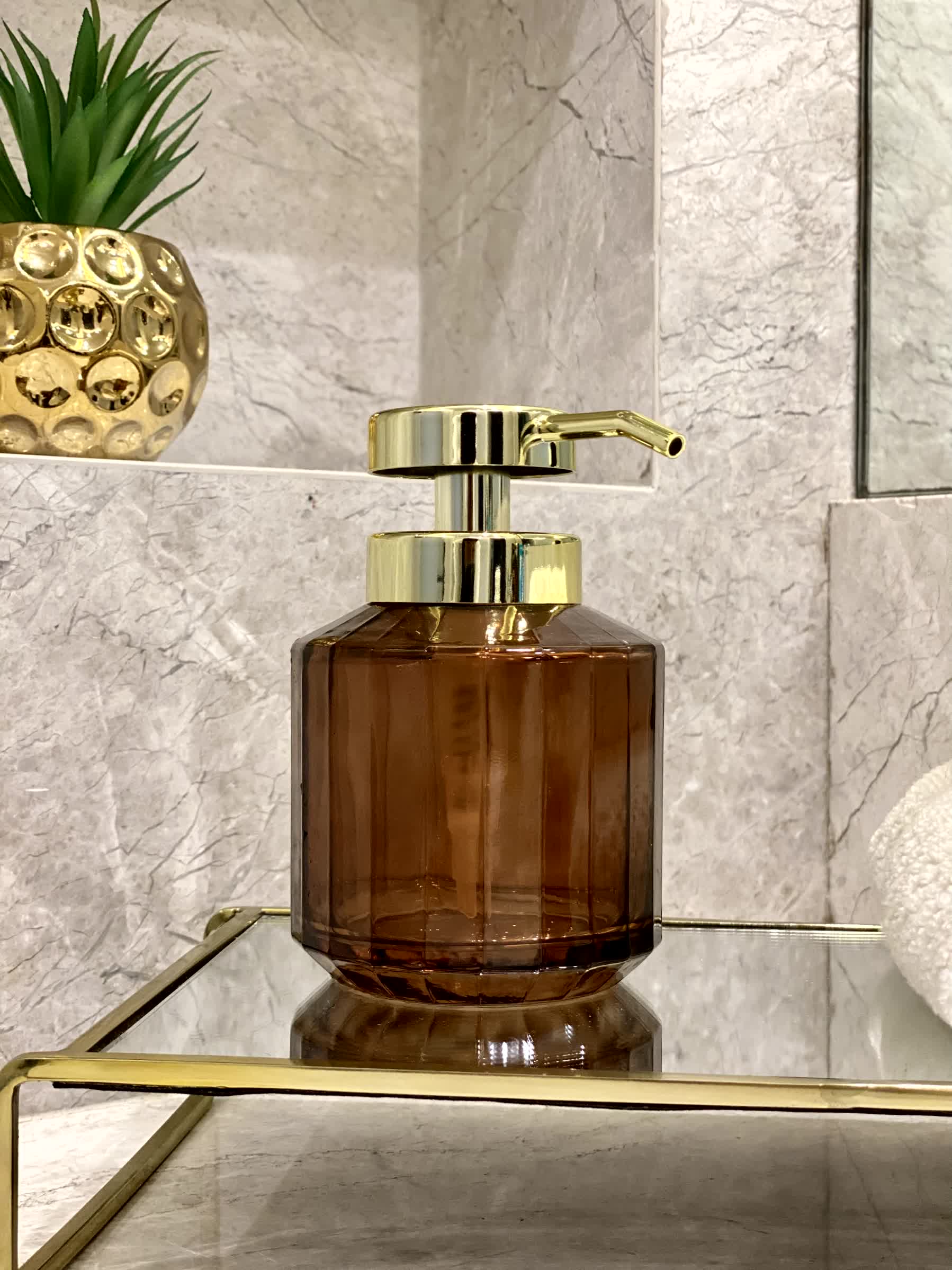 Chalice Glass Bathroom Dispenser - Amber
