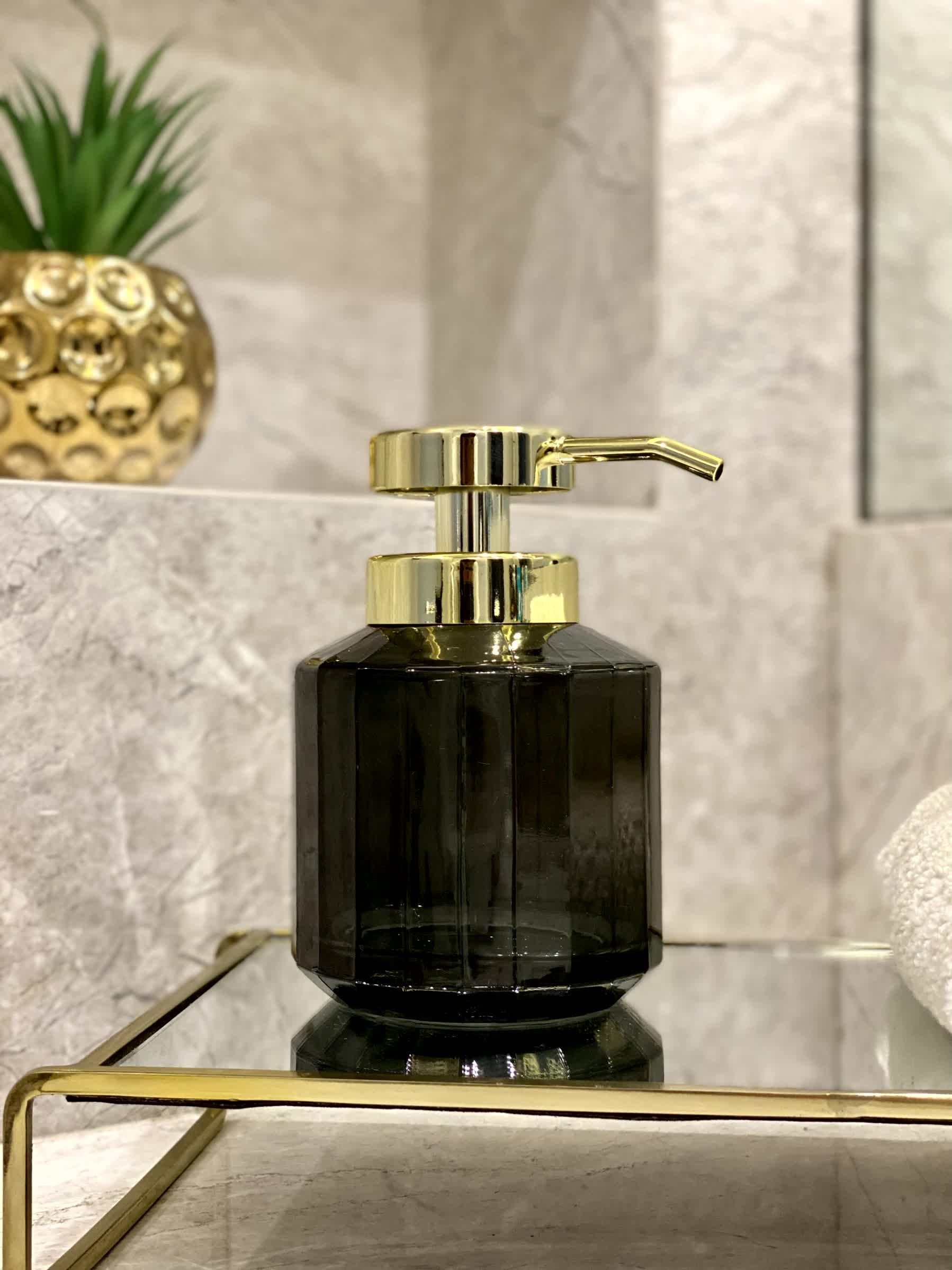 Chalice Glass Bathroom Dispenser - Black