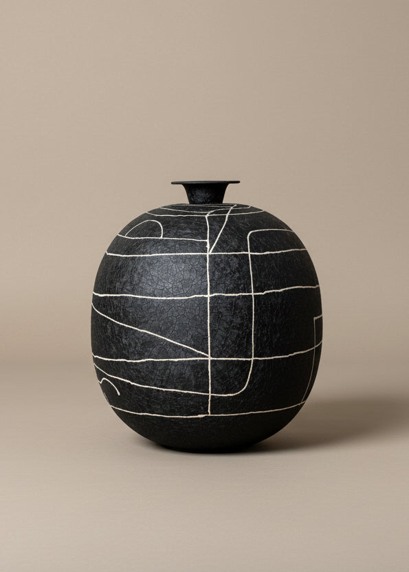 Dune Obsidian Vase - Black (Large)