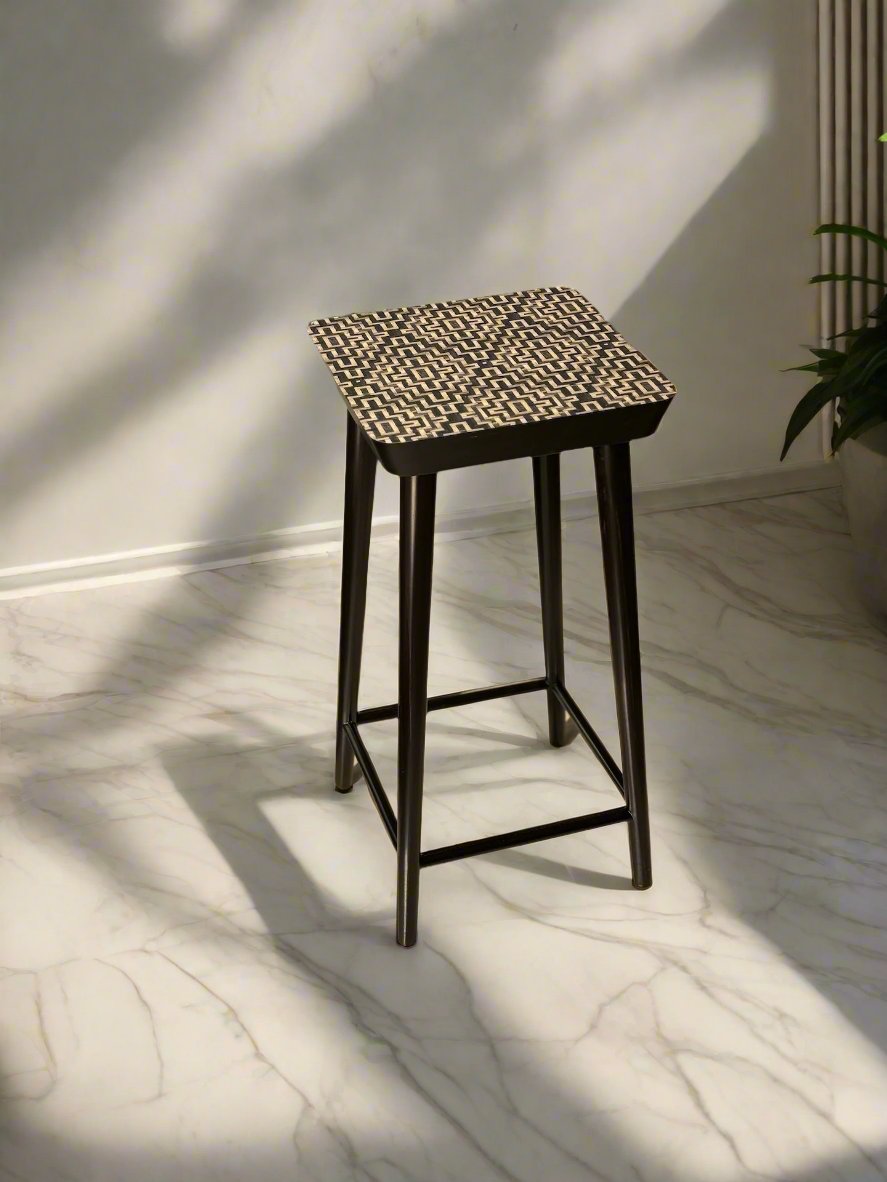 Noir Black Cane Stool - Big