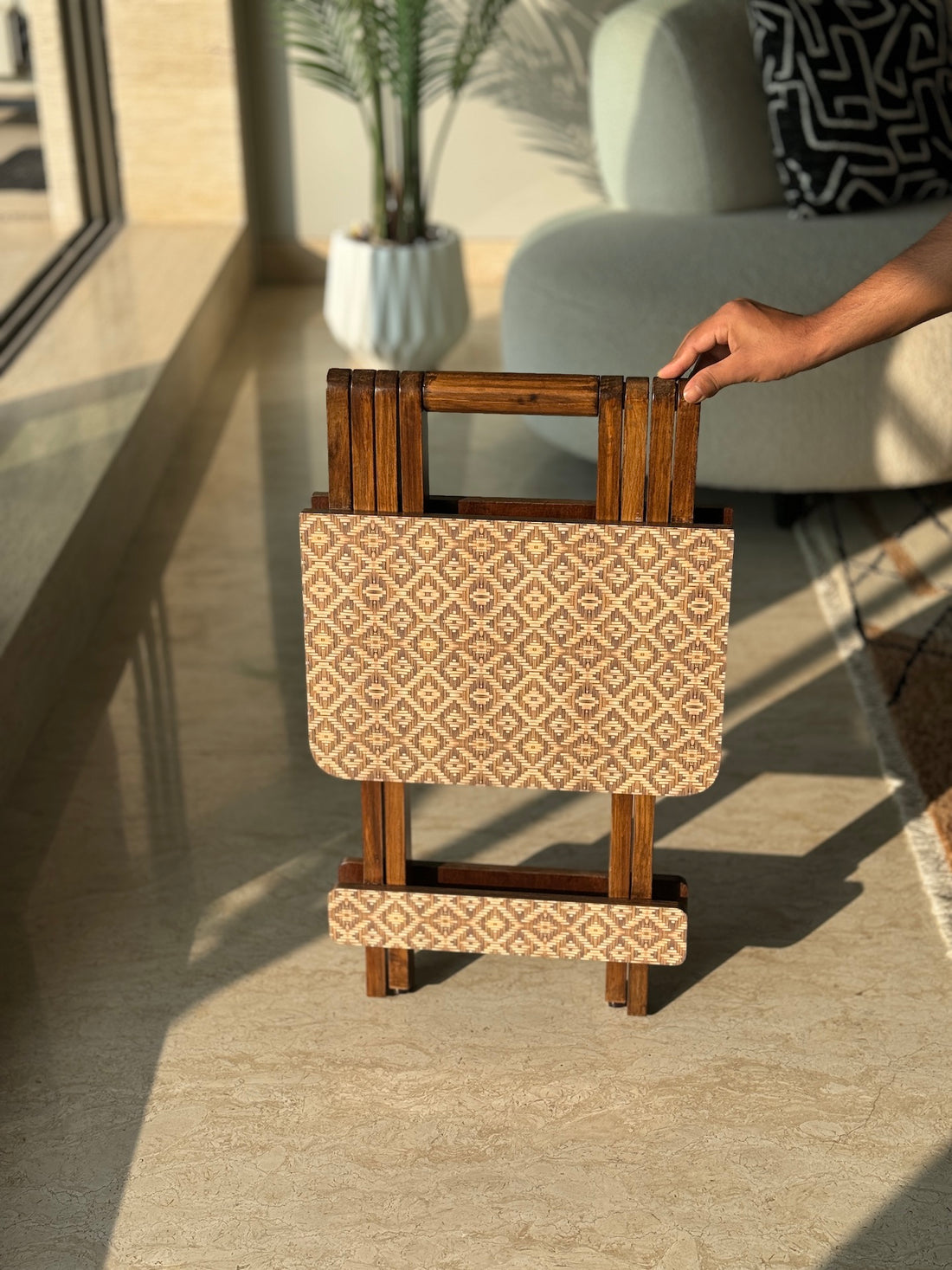 Mirage Brown Cane Folding Table