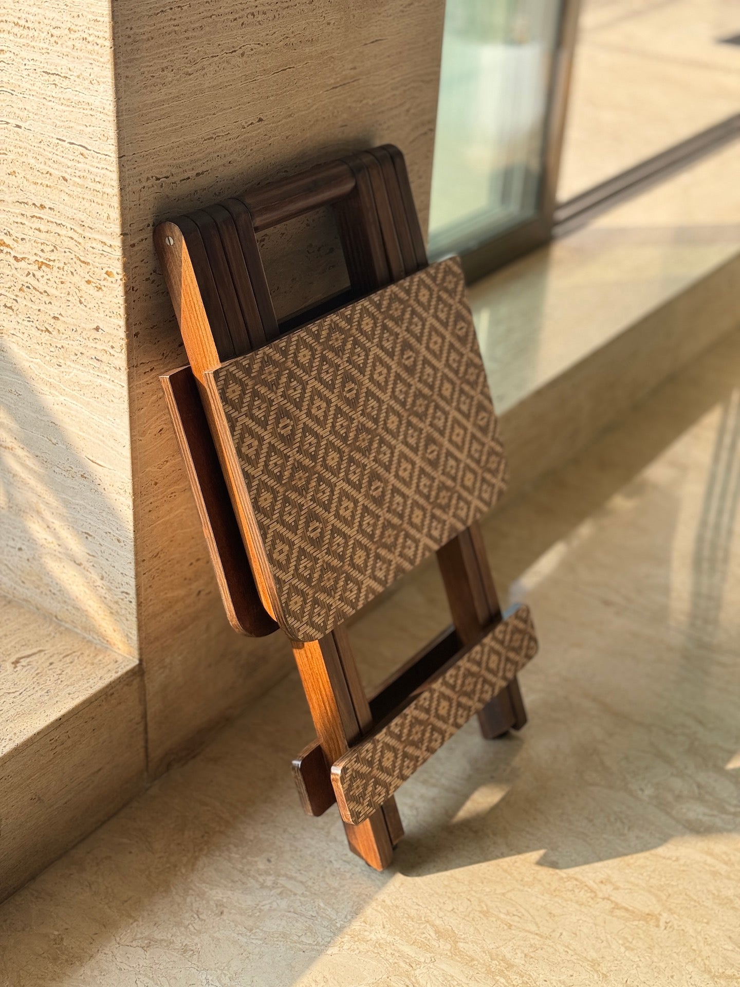 Mirage Brown Cane Folding Table