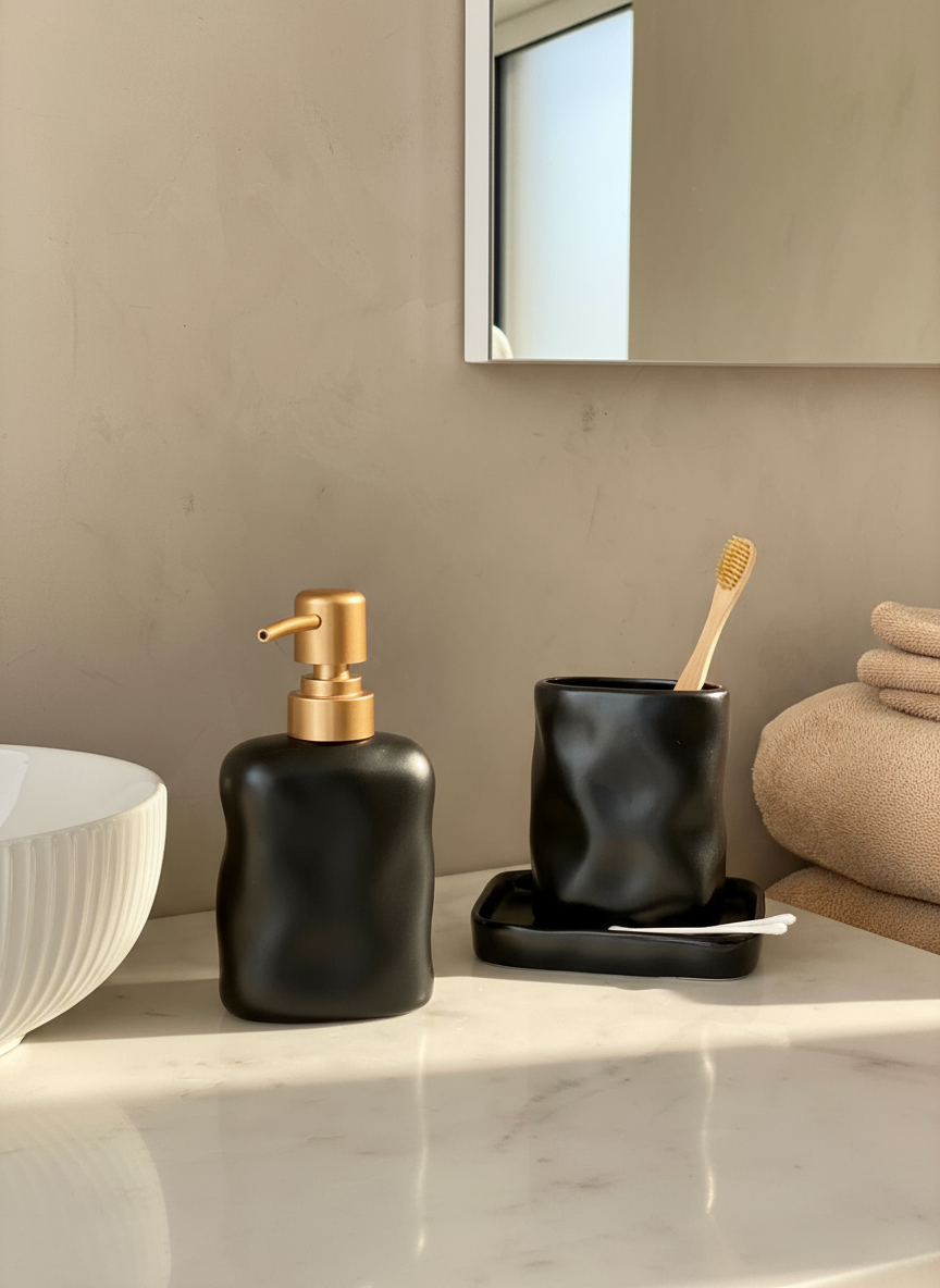 Lucent Bathroom Set - Black (Set of 3)