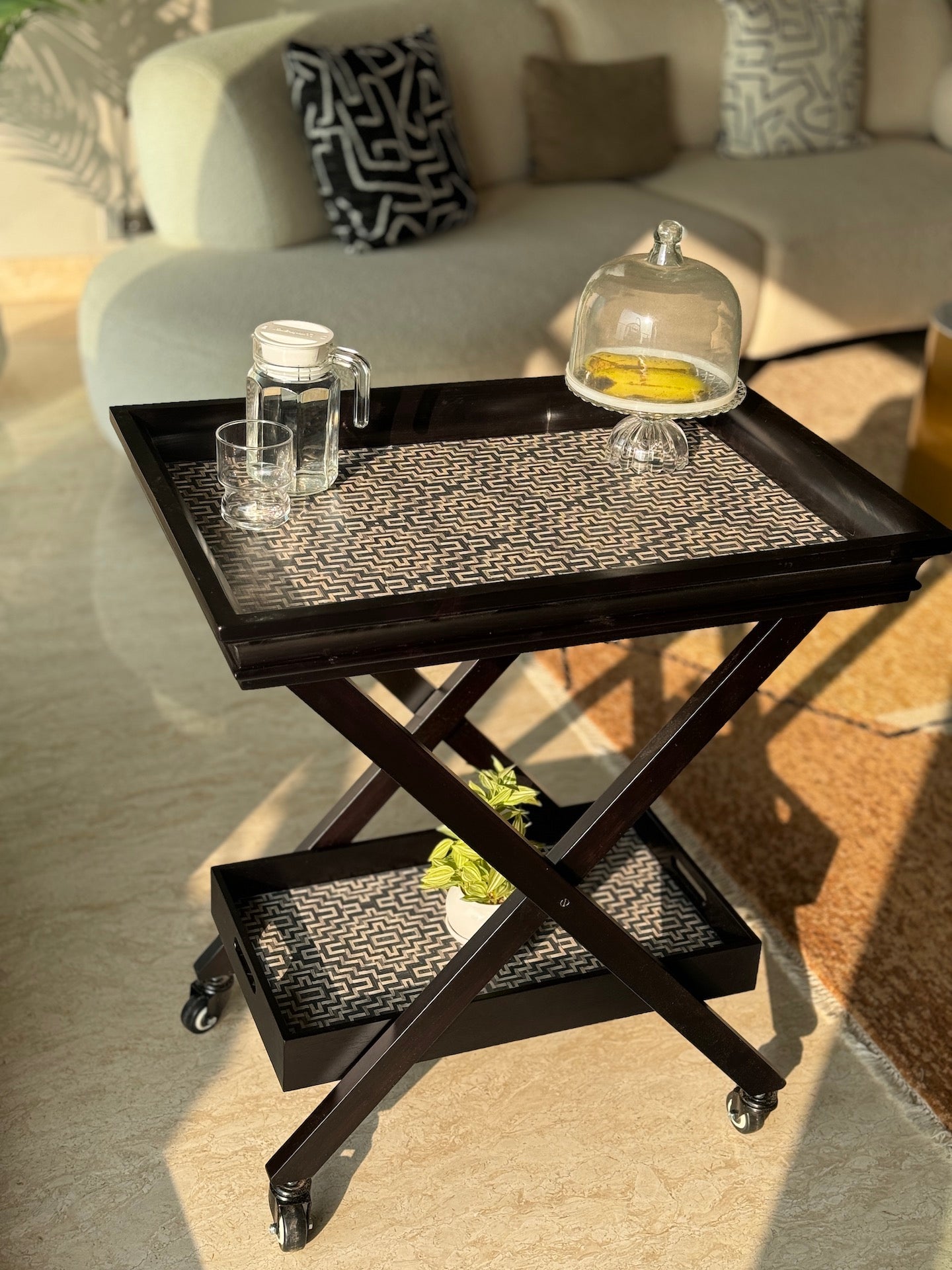 Noir Black Cane Butler Trolley