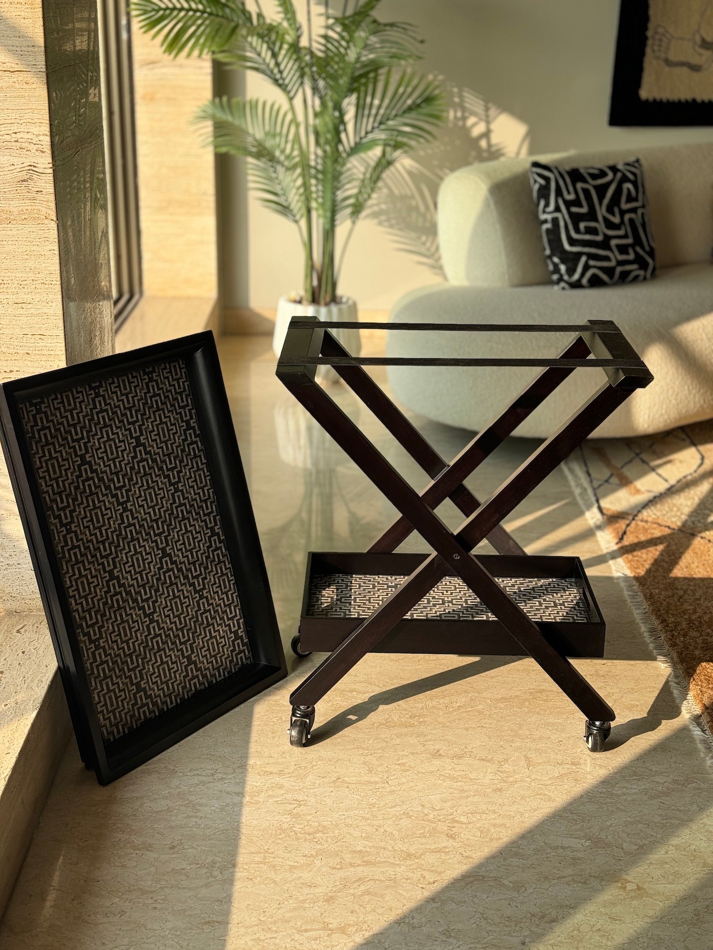 Noir Black Cane Butler Trolley