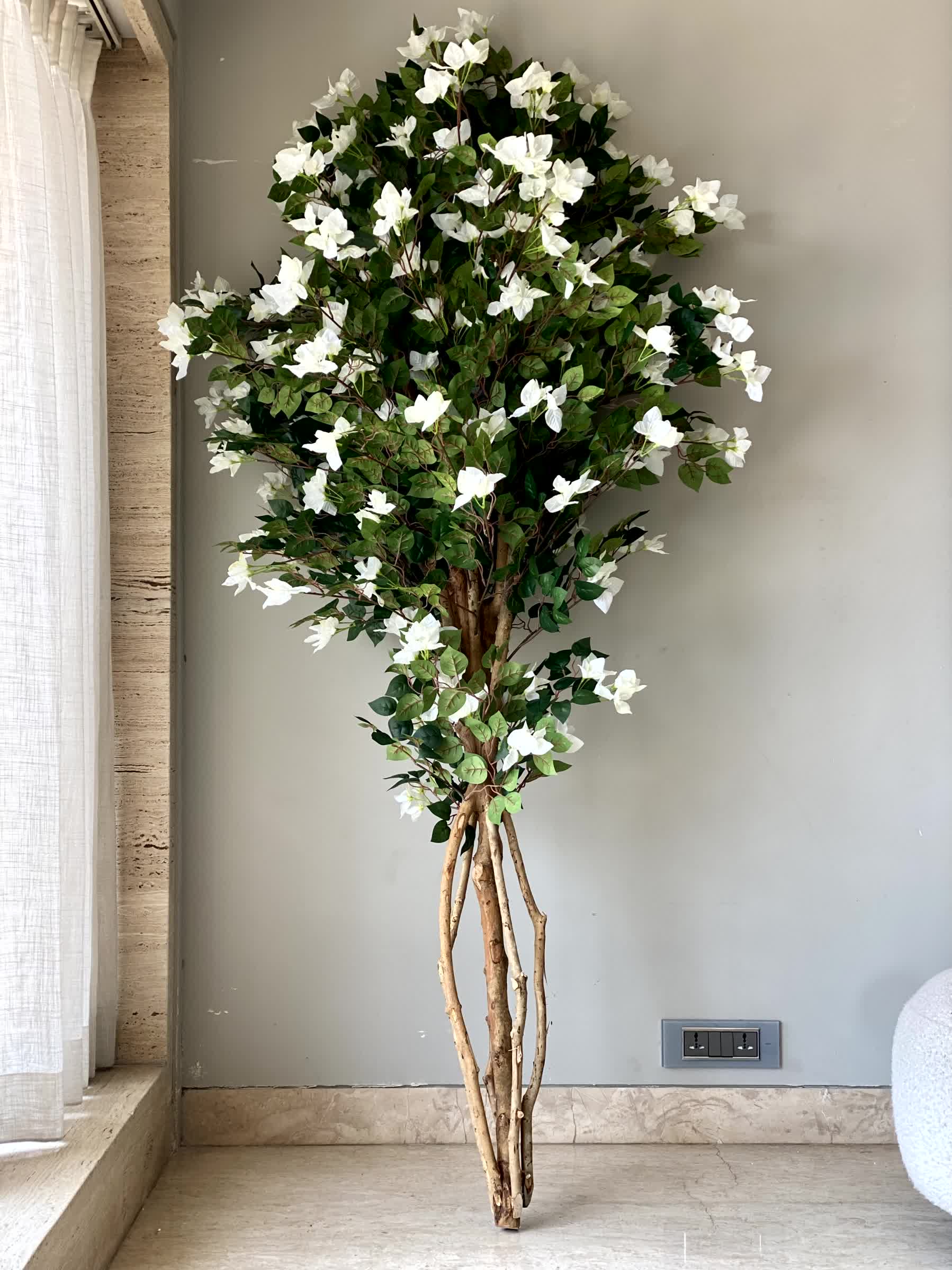 Artificial Regal White Bougainvillea Plant - 7 Feet