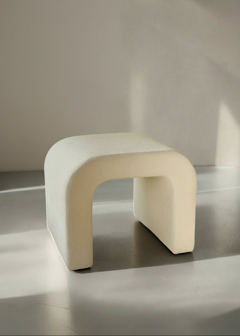 Cascade Curved White Pouffe