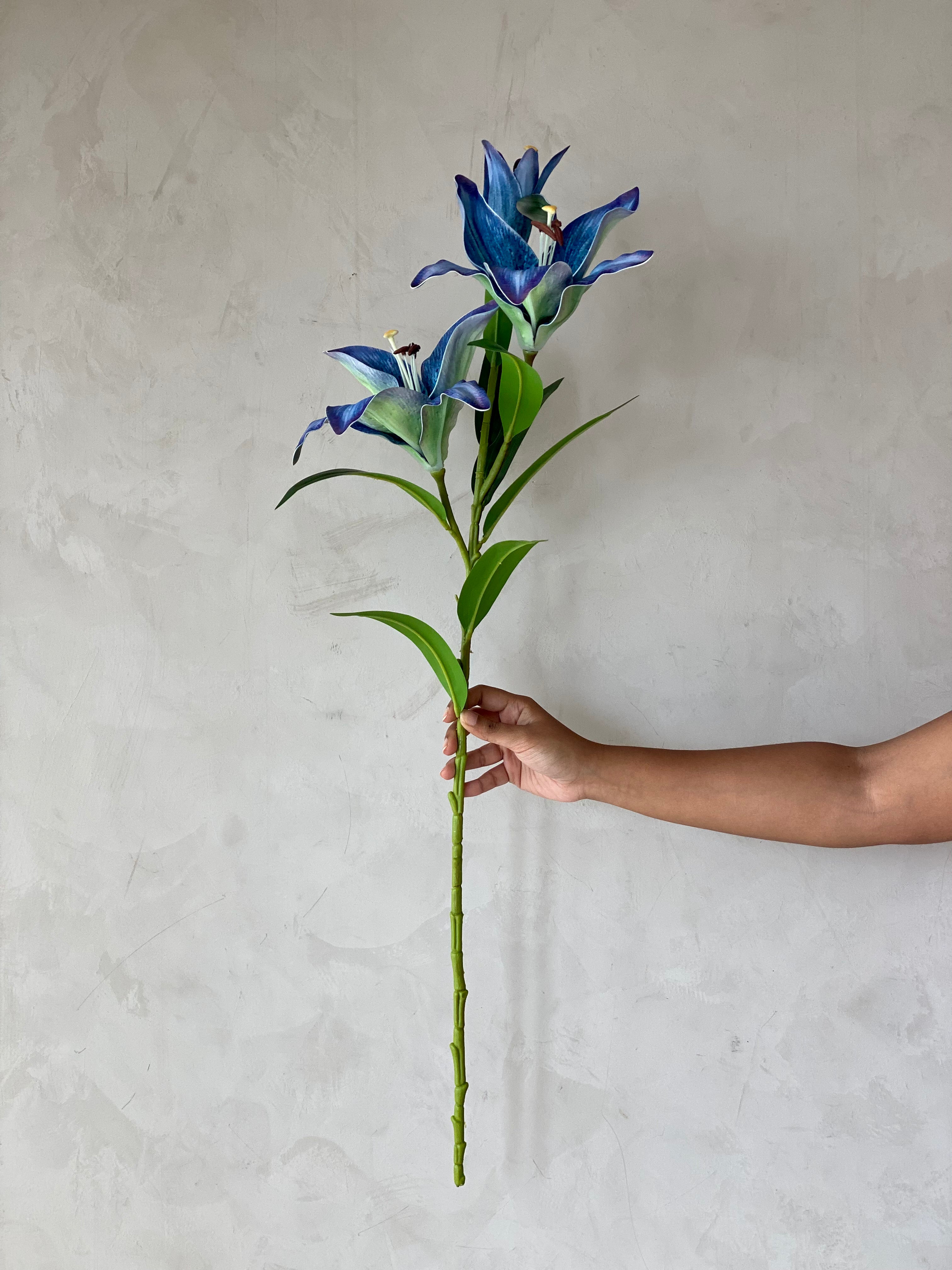 Artificial Mystic Lilly Flower Stem - (One Stem) Blue