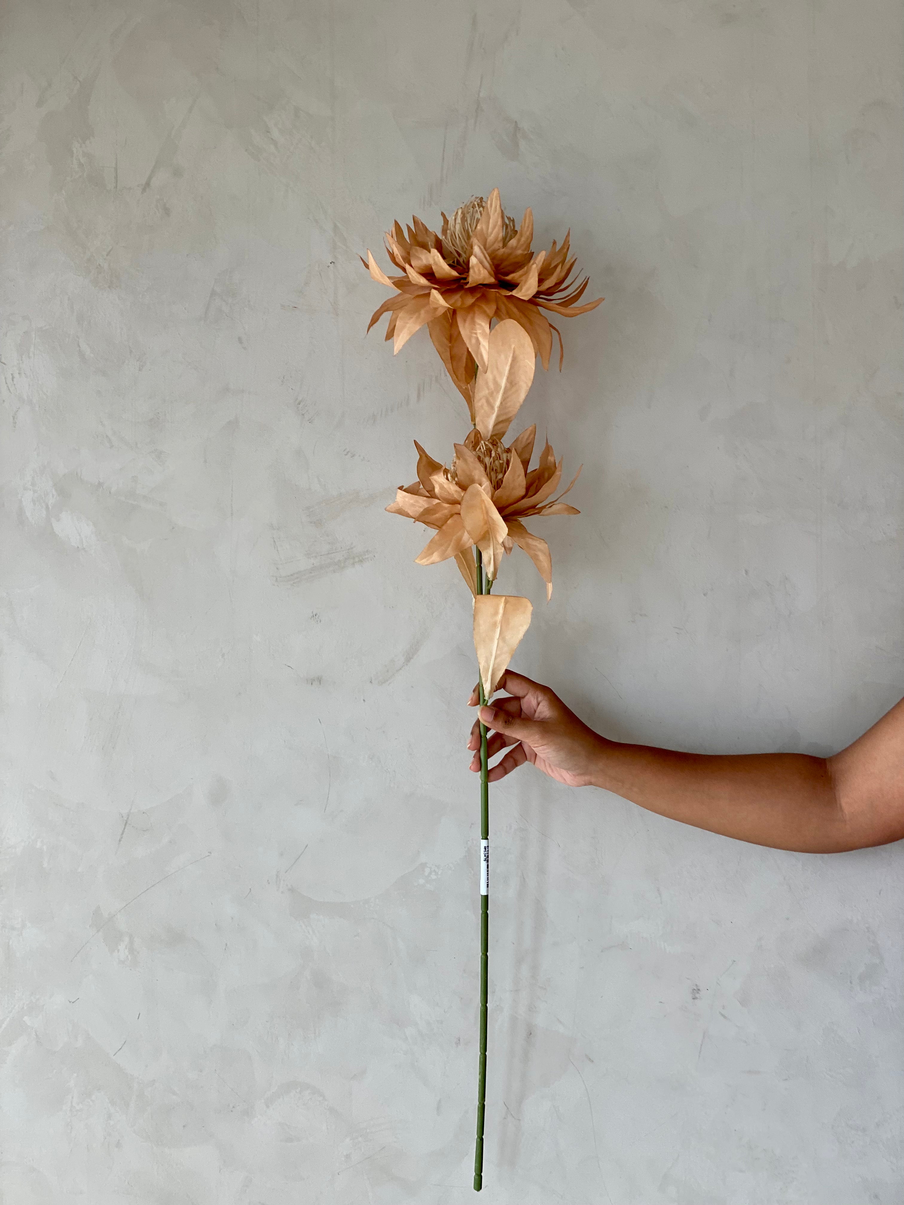 Artificial Portea Flower Stem - (One Stem) Light Brown