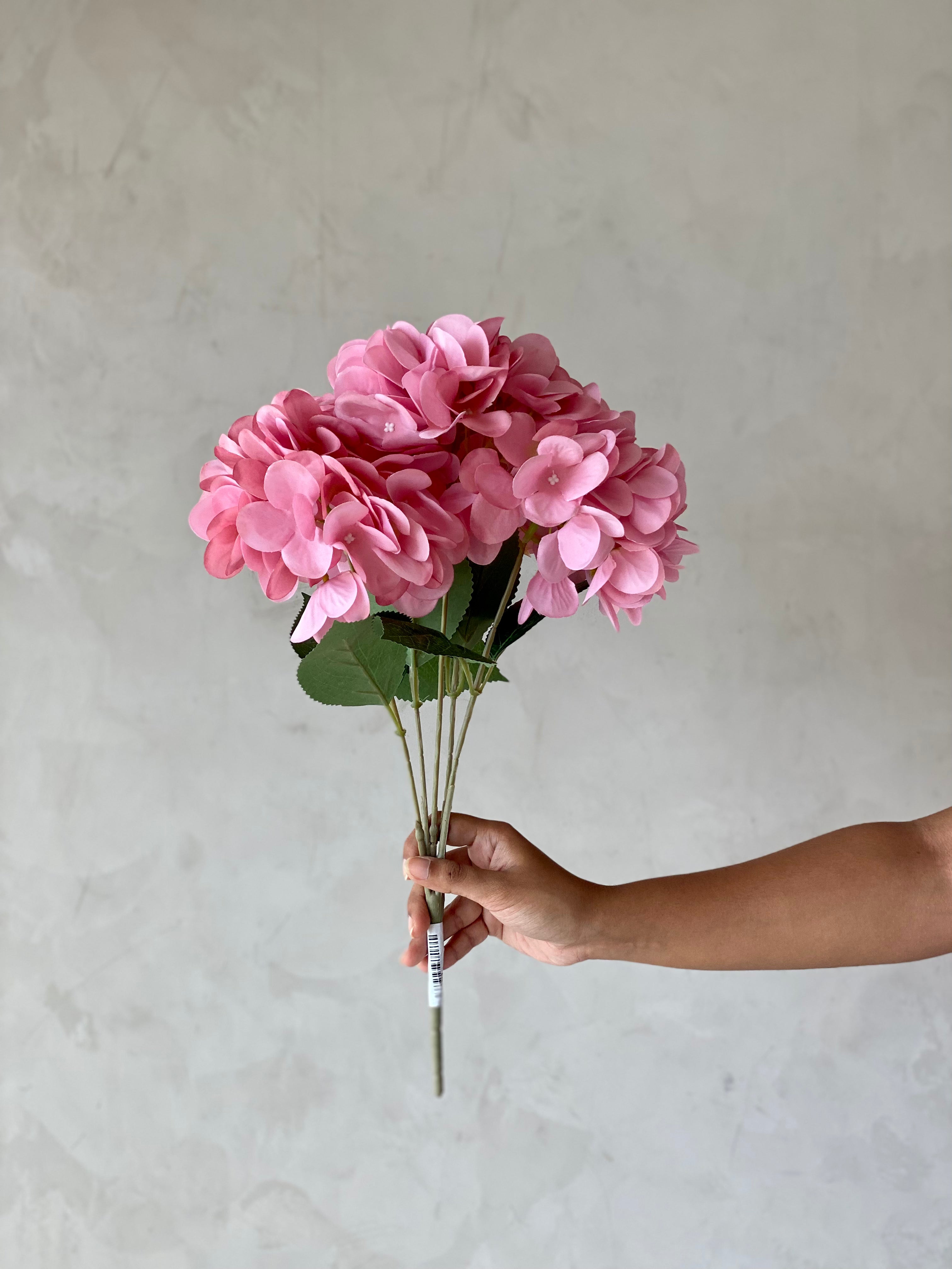 Artificial Floral Hydrangea Flower Bunch - Pink