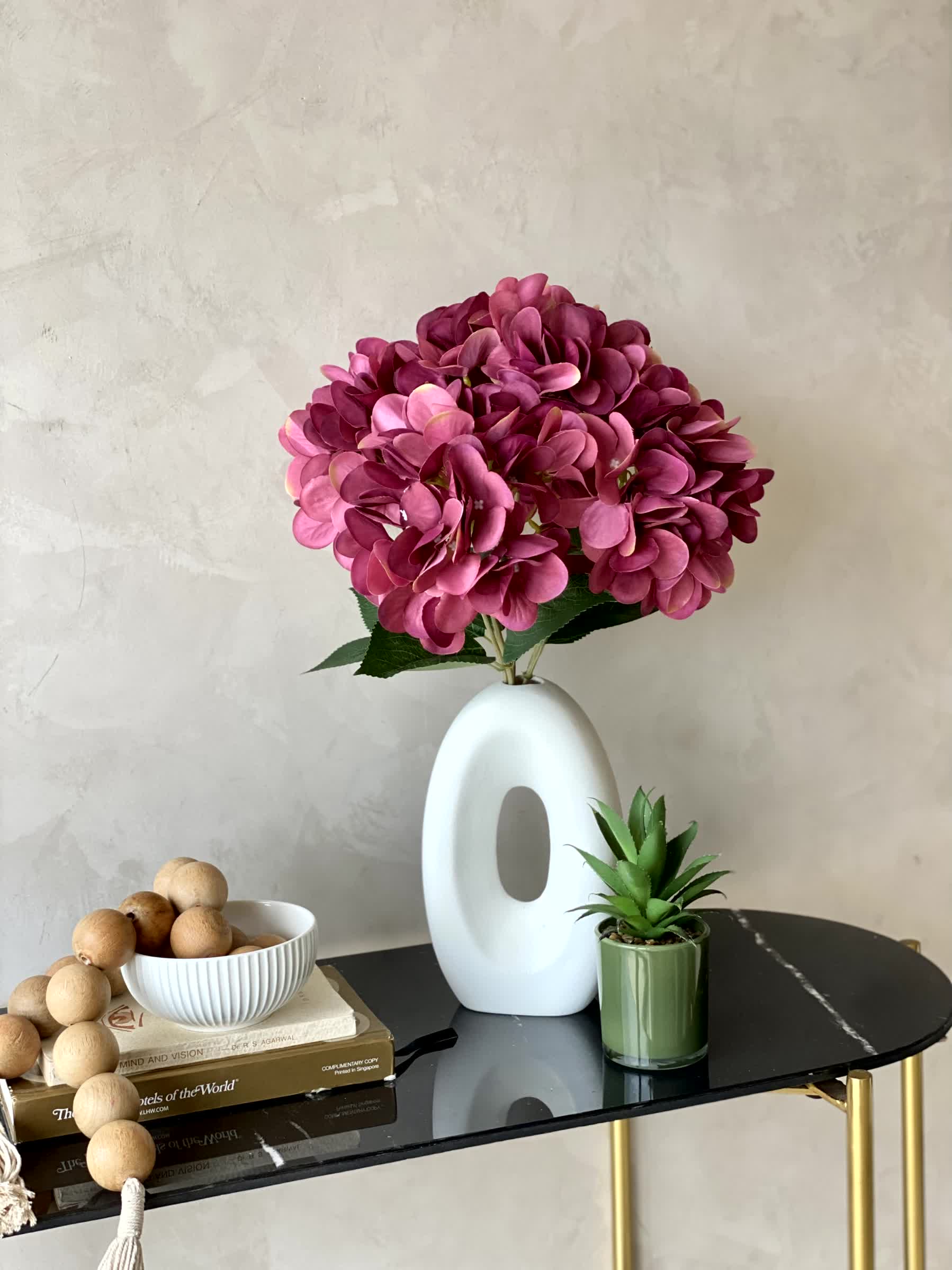 Artificial Floral Hydrangea Flower Bunch - Dark Pink