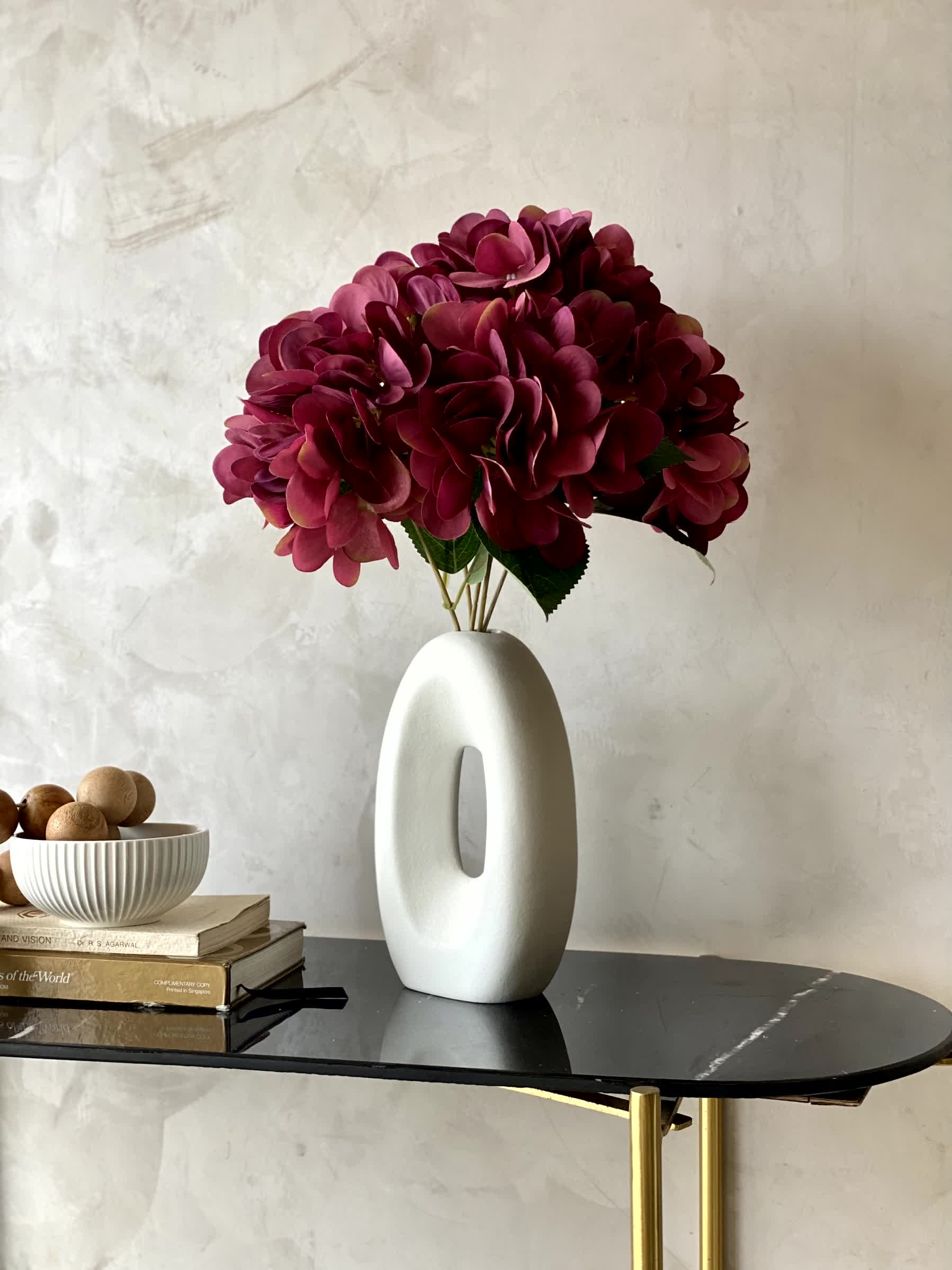 Artificial Floral Hydrangea Flower Bunch - Dark Pink