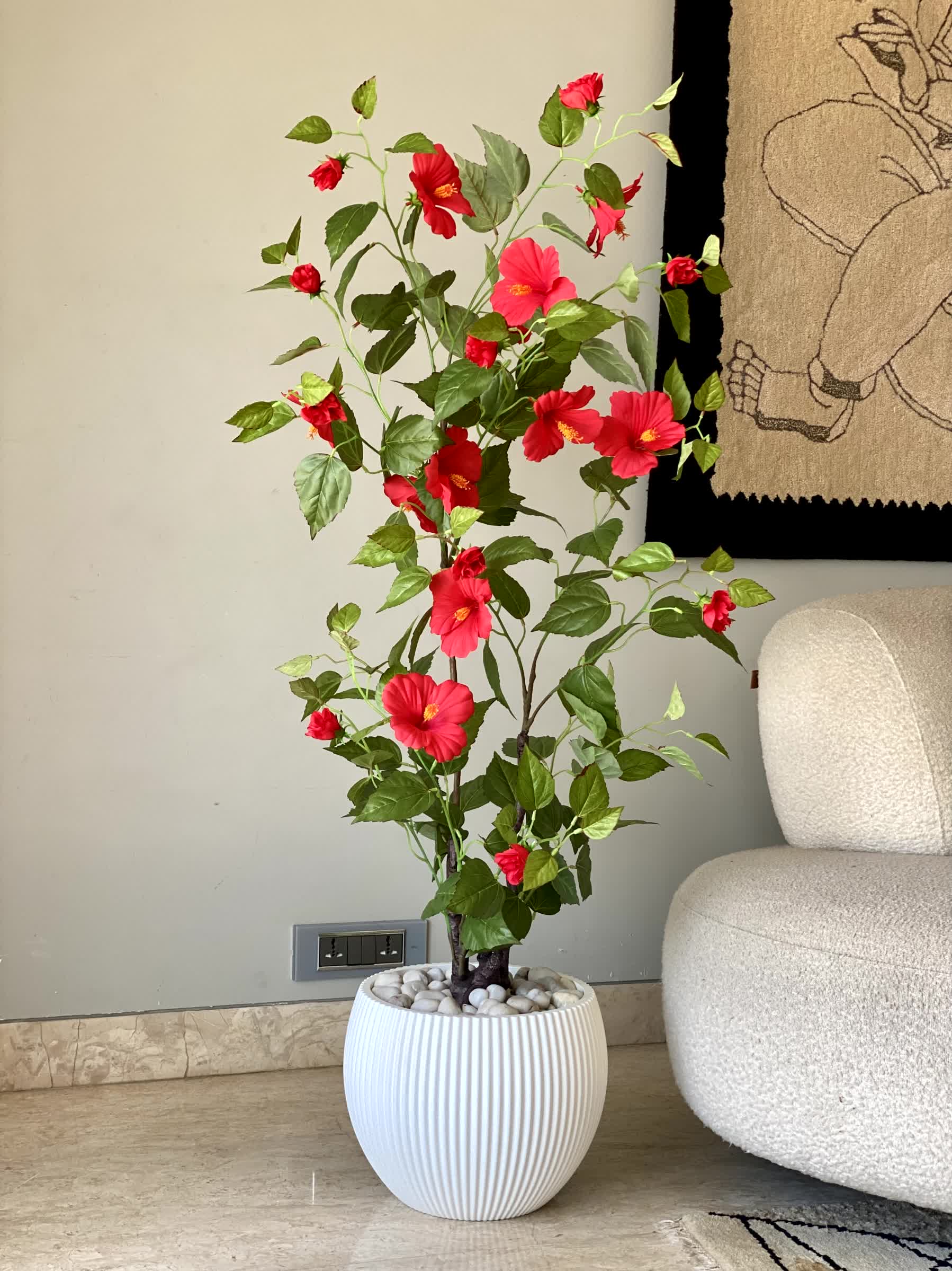 Artificial Hibiscus Plant - 4 Feet