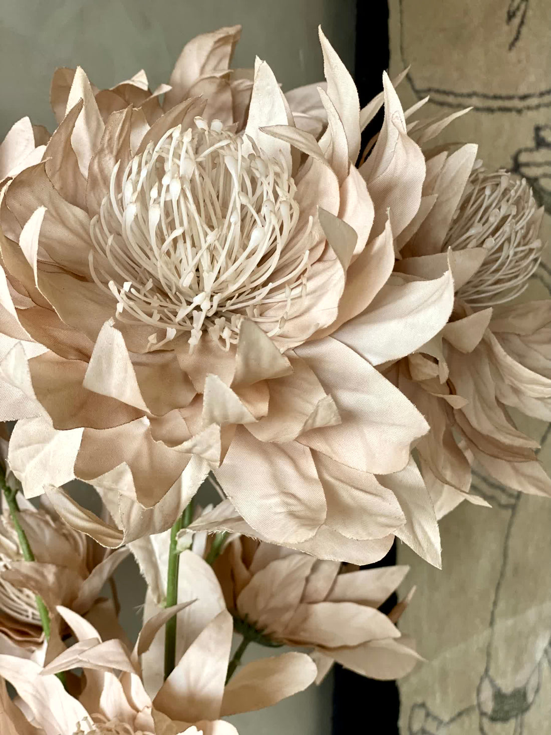 Artificial Portea Flower Stem - (One Stem) Beige