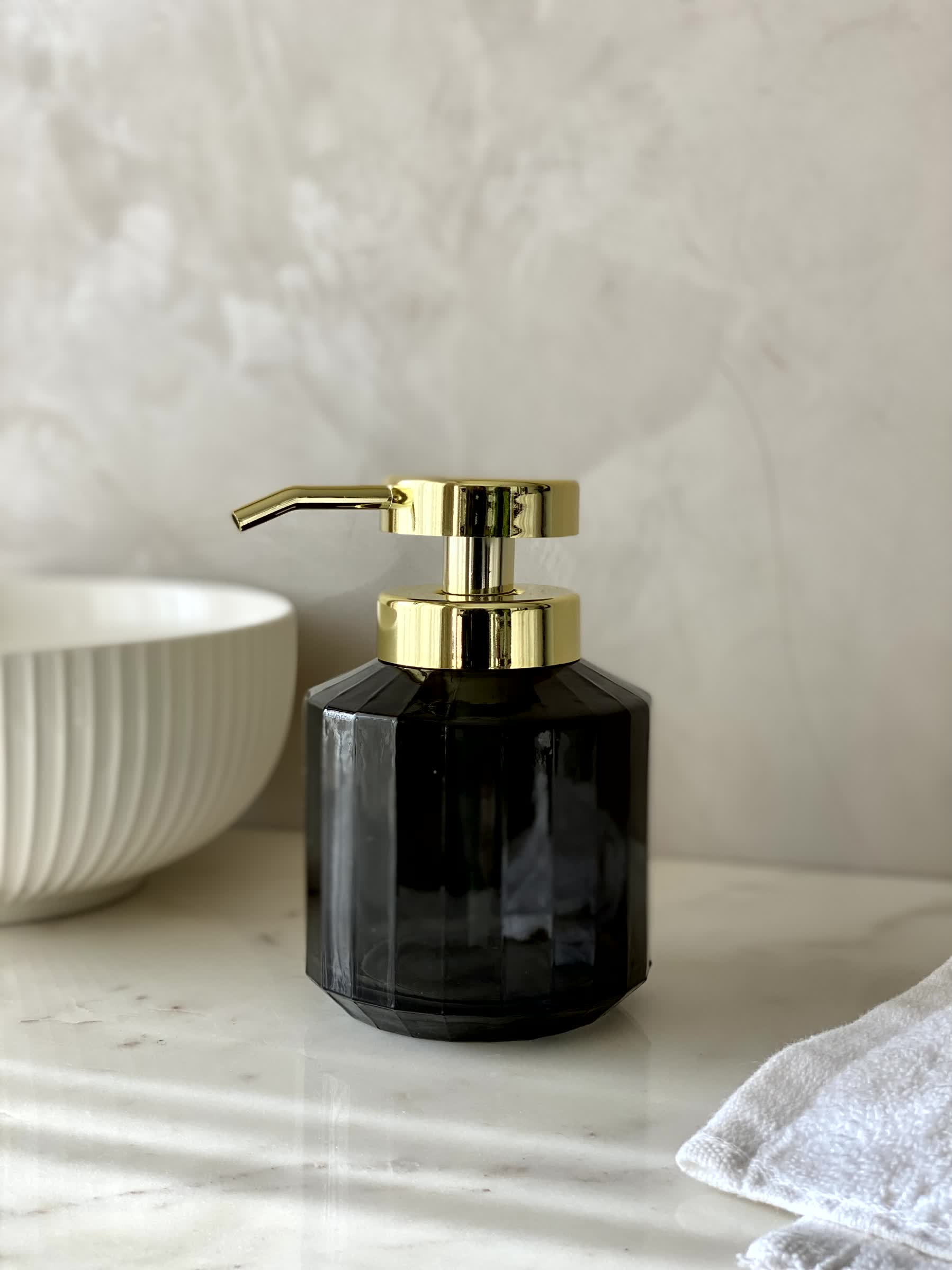 Chalice Glass Bathroom Dispenser - Black