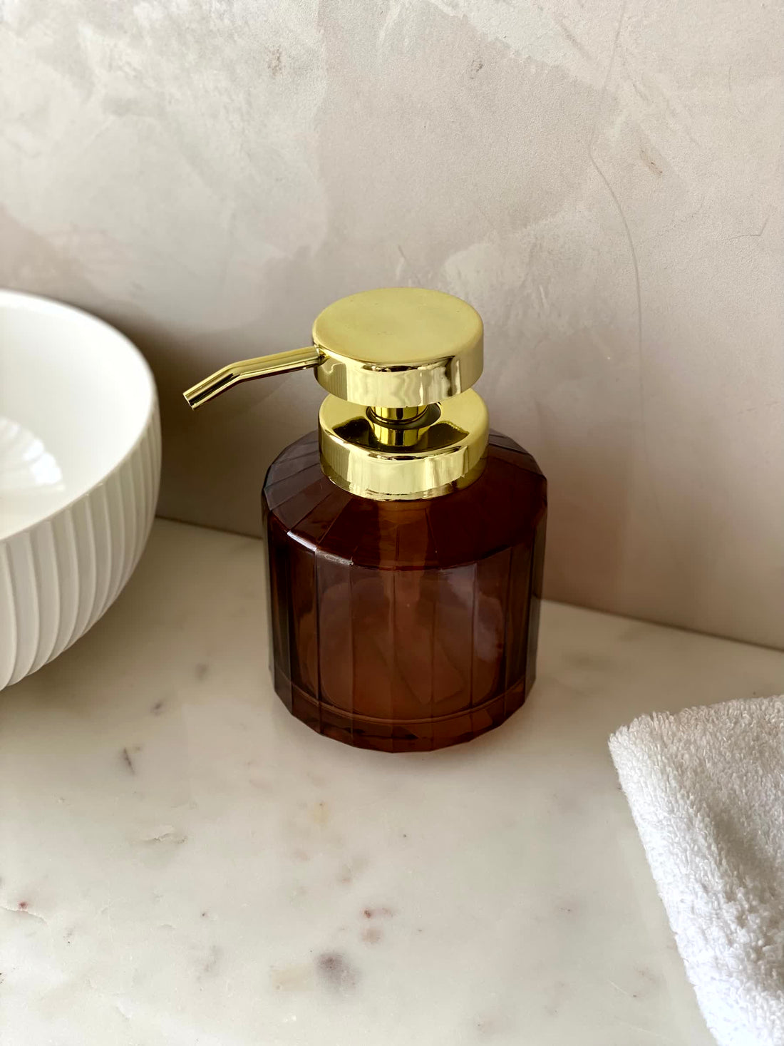Chalice Glass Bathroom Dispenser - Amber