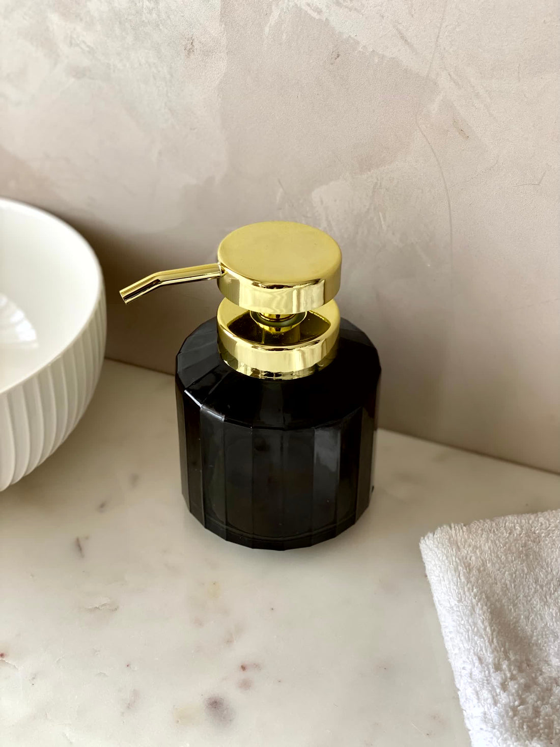 Chalice Glass Bathroom Dispenser - Black