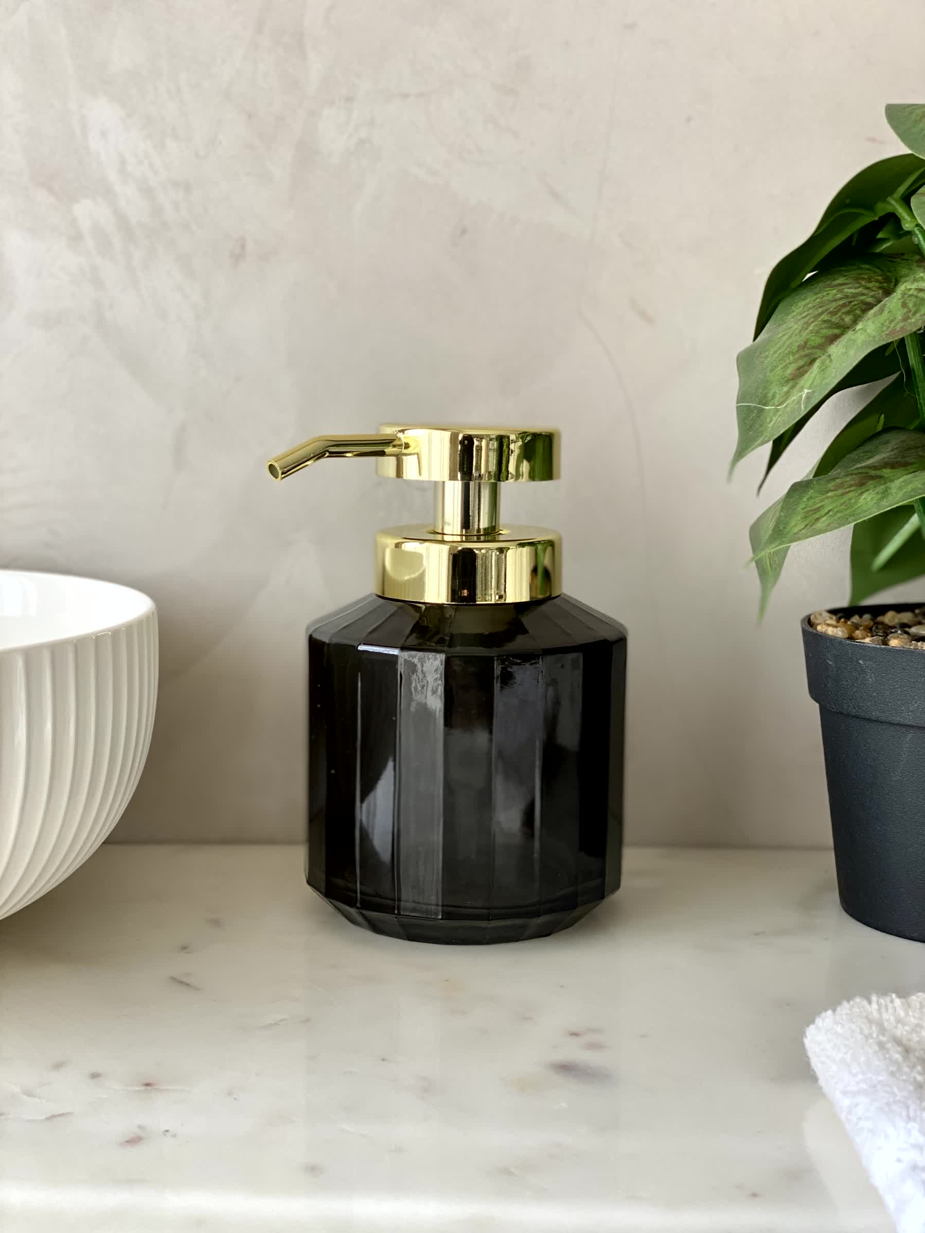 Chalice Glass Bathroom Dispenser - Black