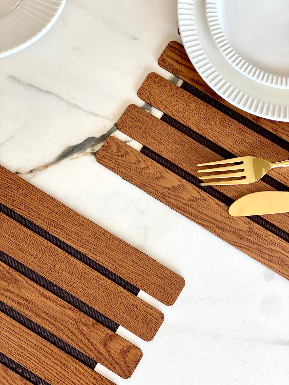 Elm Foldable Table Mats (Set of 2) - Brown