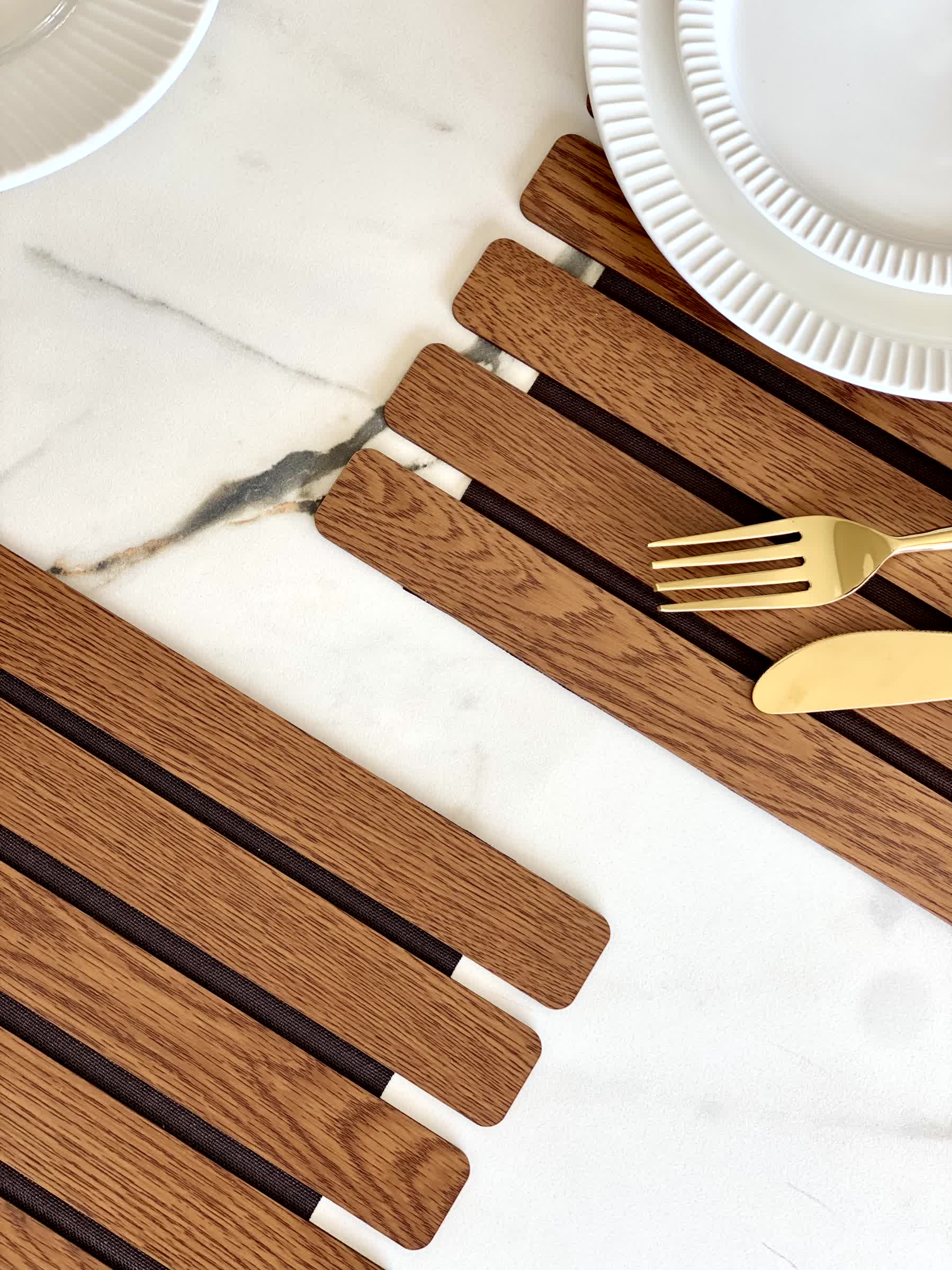 Elm Foldable Table Mats (Set of 2) - Brown