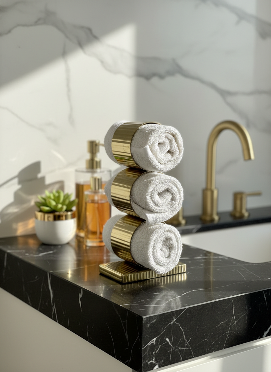 Safi Fluted Napkin Ring Holder - Gold