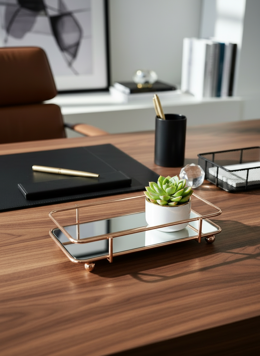 Milan Napkin Mirror Tray - Rose Gold