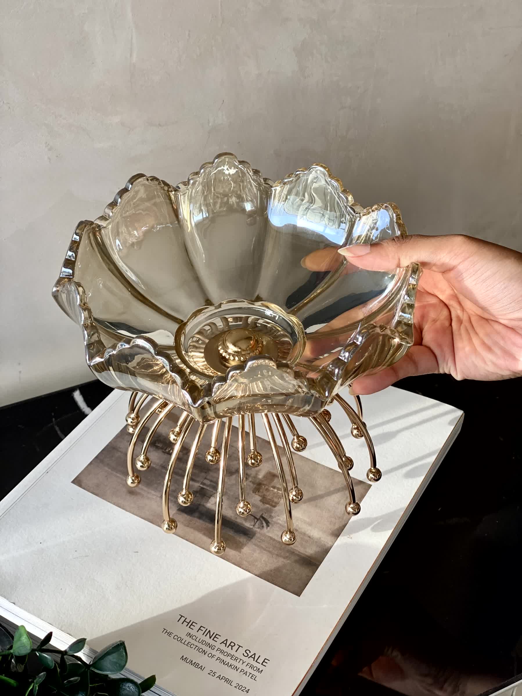 Gleaming Petal Crystal Bowl