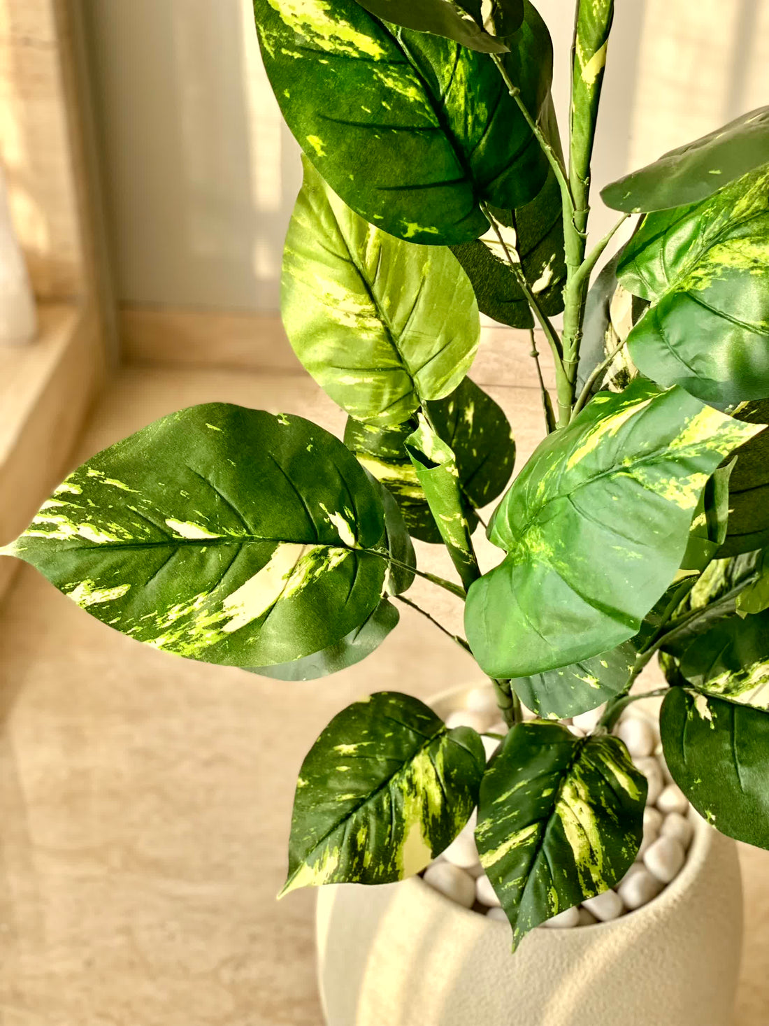 Artificial Variegated Pothos Plant - 3 Feet
