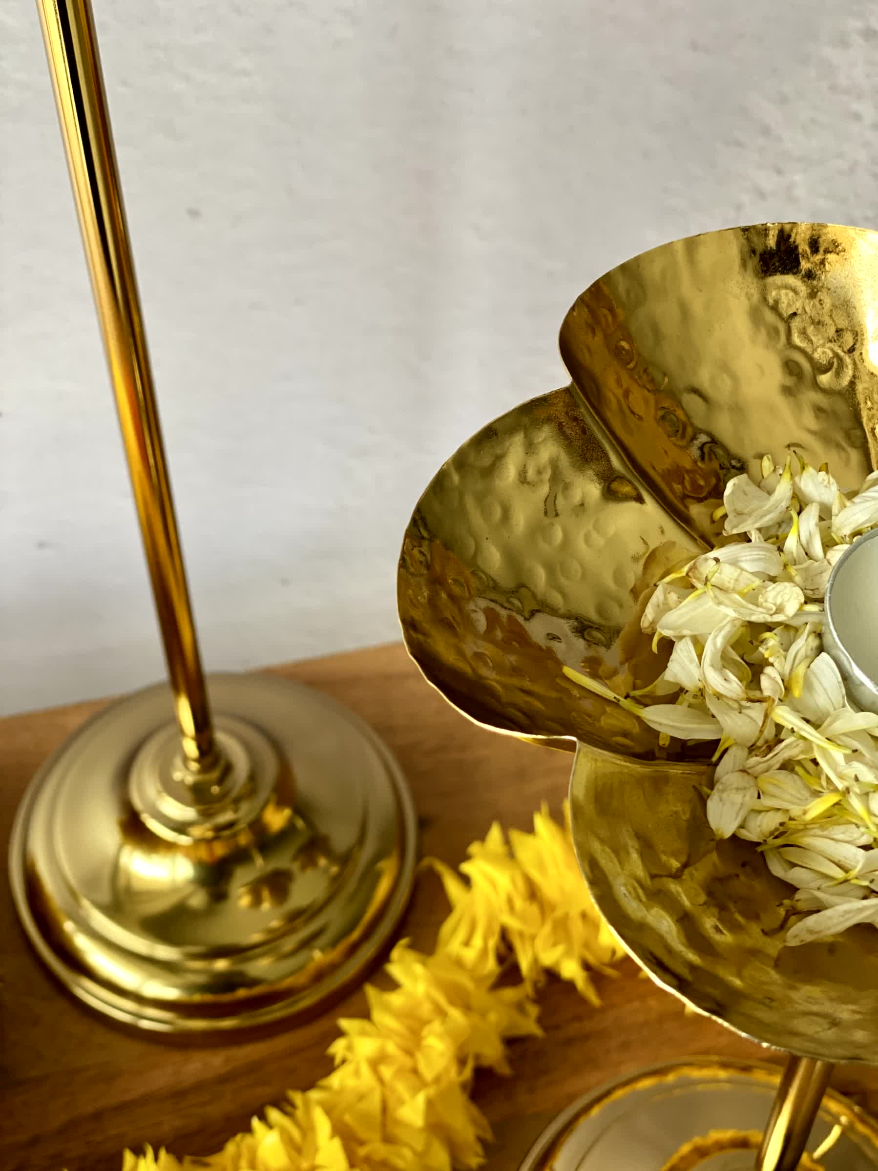 Mehrauli Flower Diya Stands - Set Of 3