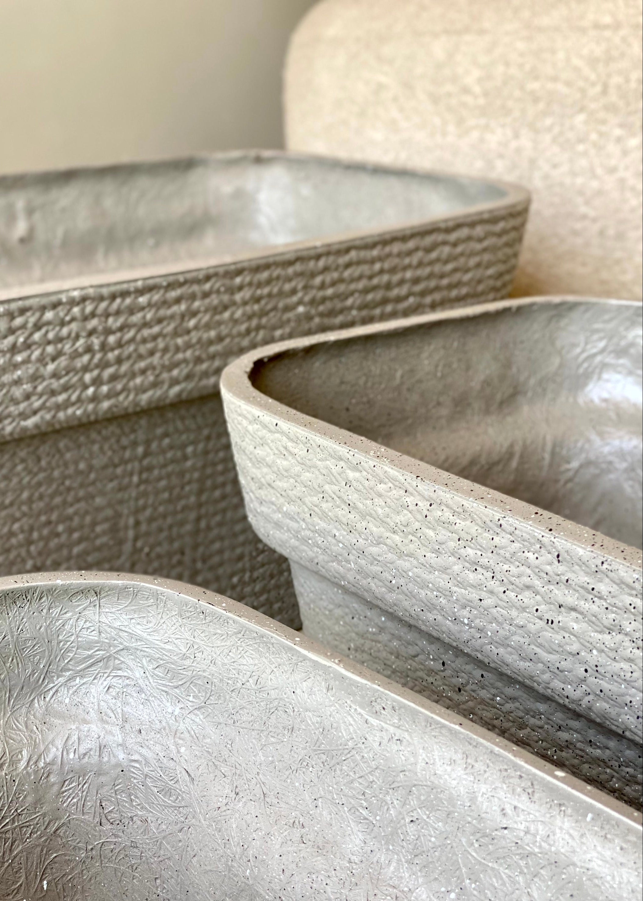 Viona Rectangle Planters - Light Grey