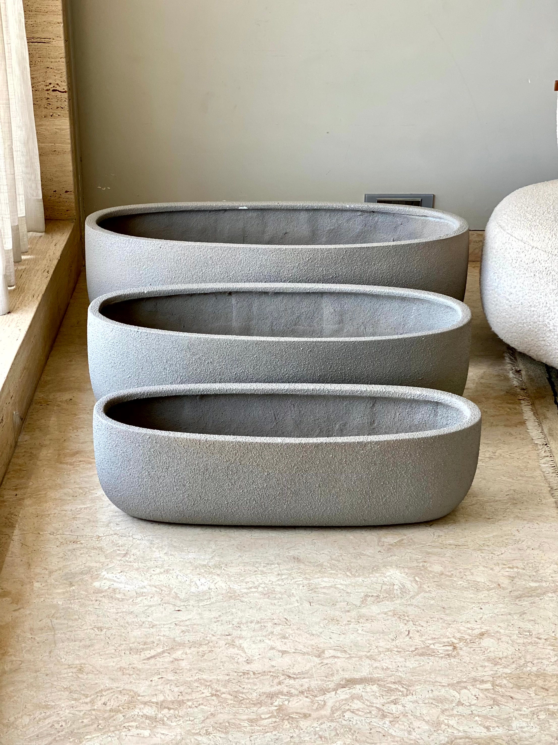 Cove Rectangle Planters - Light Grey