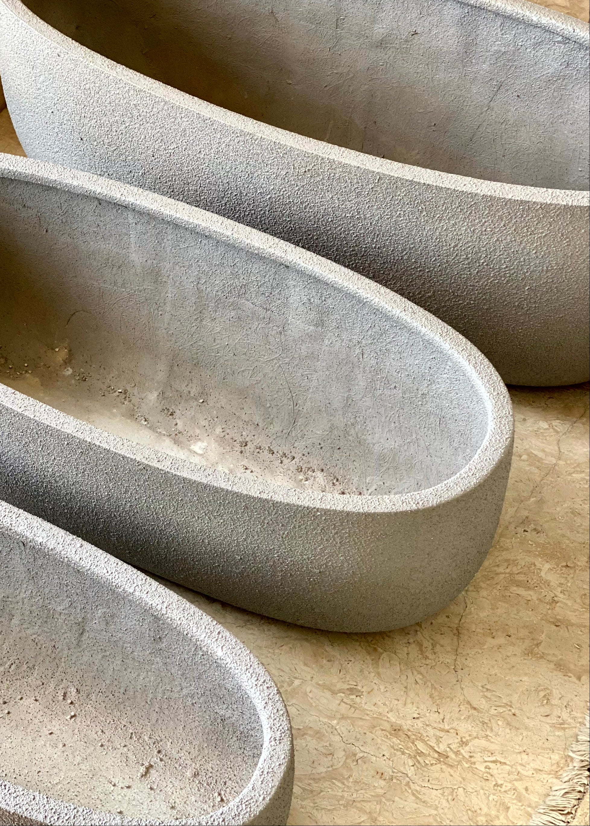 Cove Rectangle Planters - Light Grey