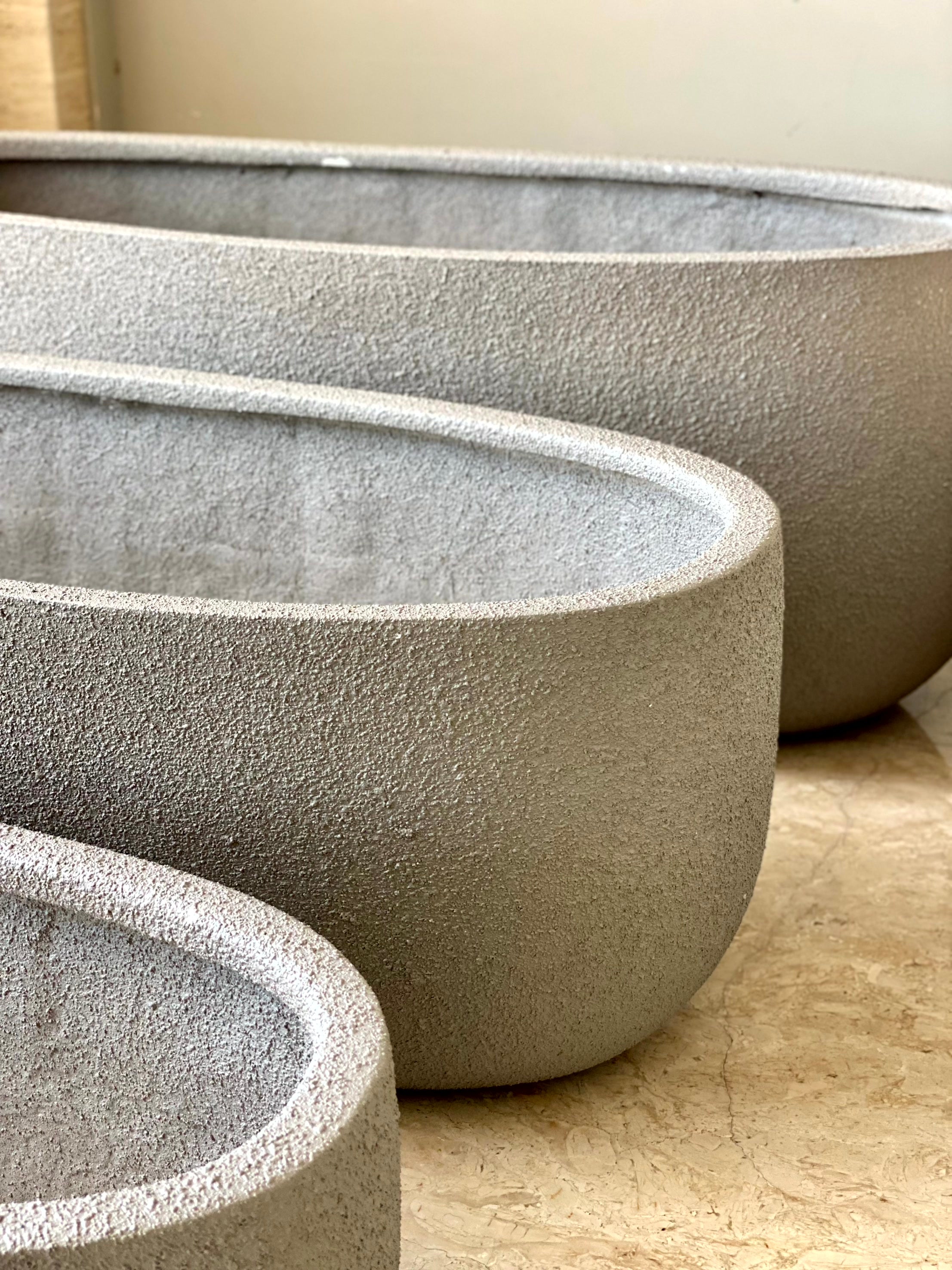 Cove Rectangle Planters - Light Grey