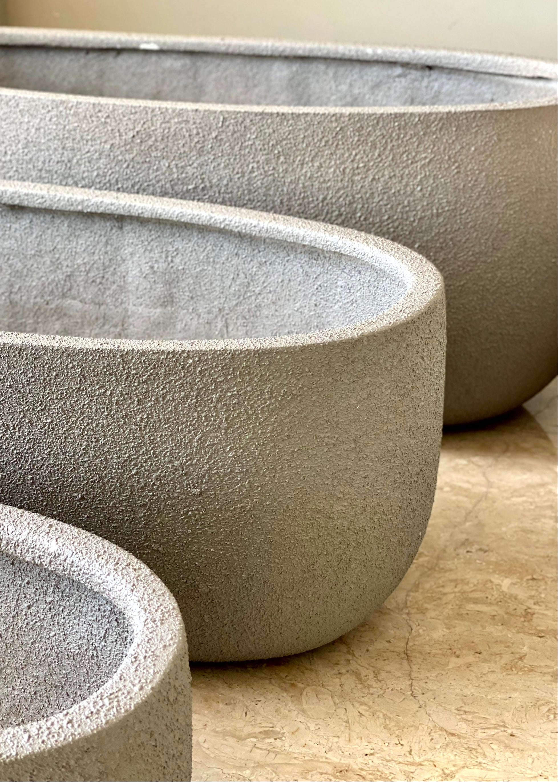 Cove Rectangle Planters - Light Grey