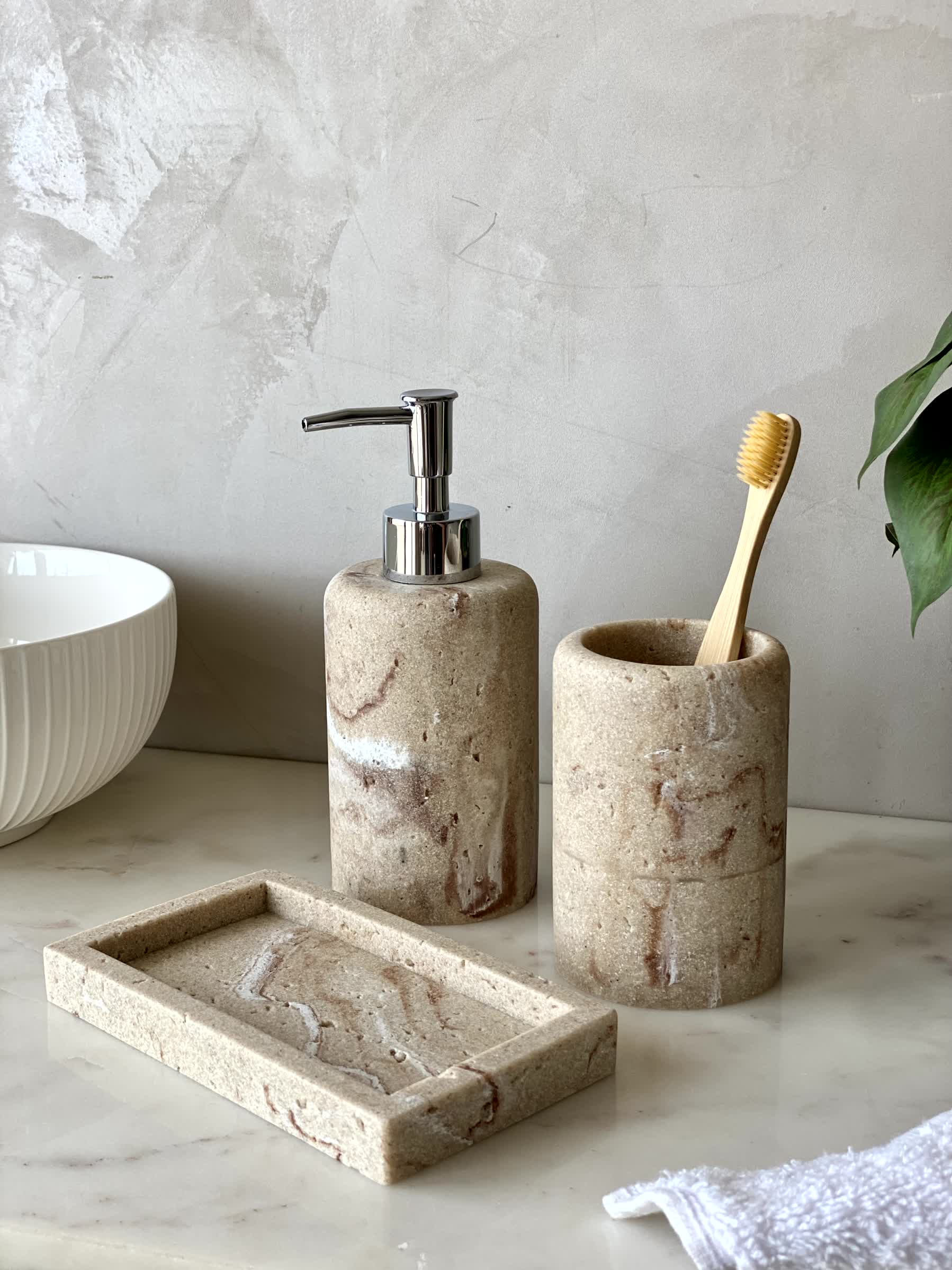 Carrara Bathroom Set - Beige (Set of 3)