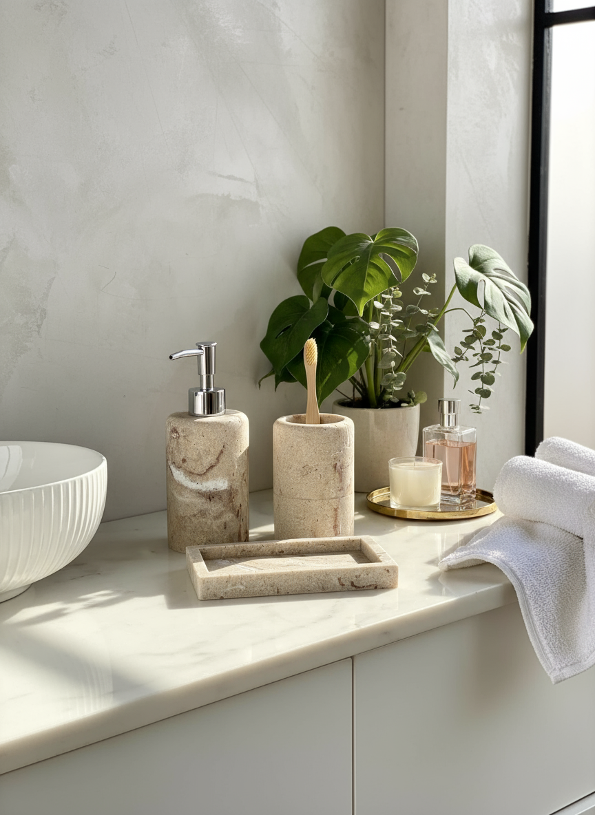 Carrara Bathroom Set - Beige (Set of 3)