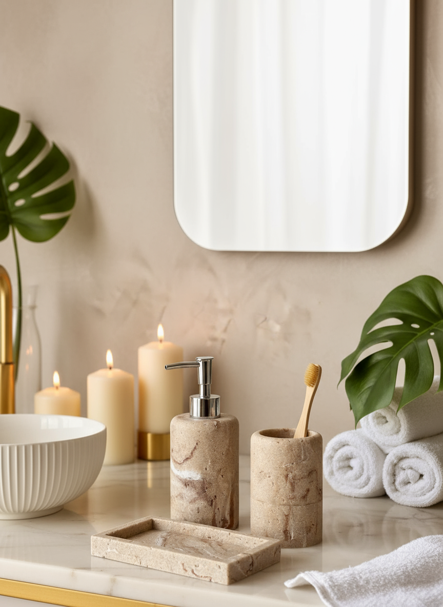 Carrara Bathroom Set - Beige (Set of 3)