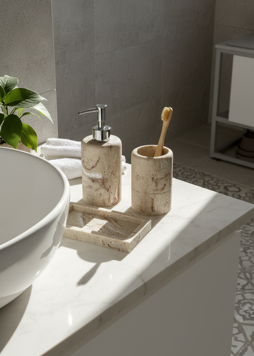 Carrara Bathroom Set - Beige (Set of 3)