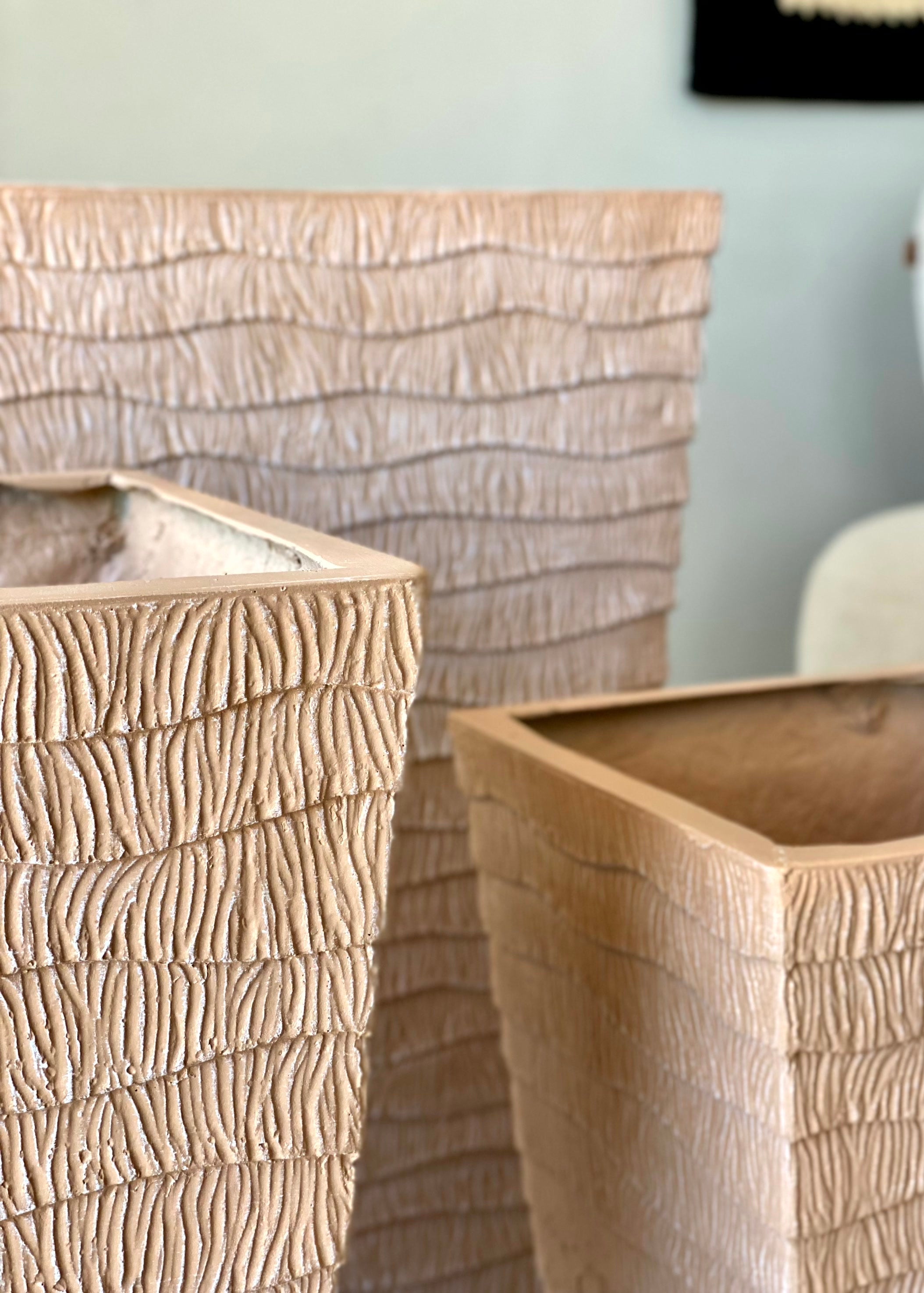 Carved Planters - Terracota Beige
