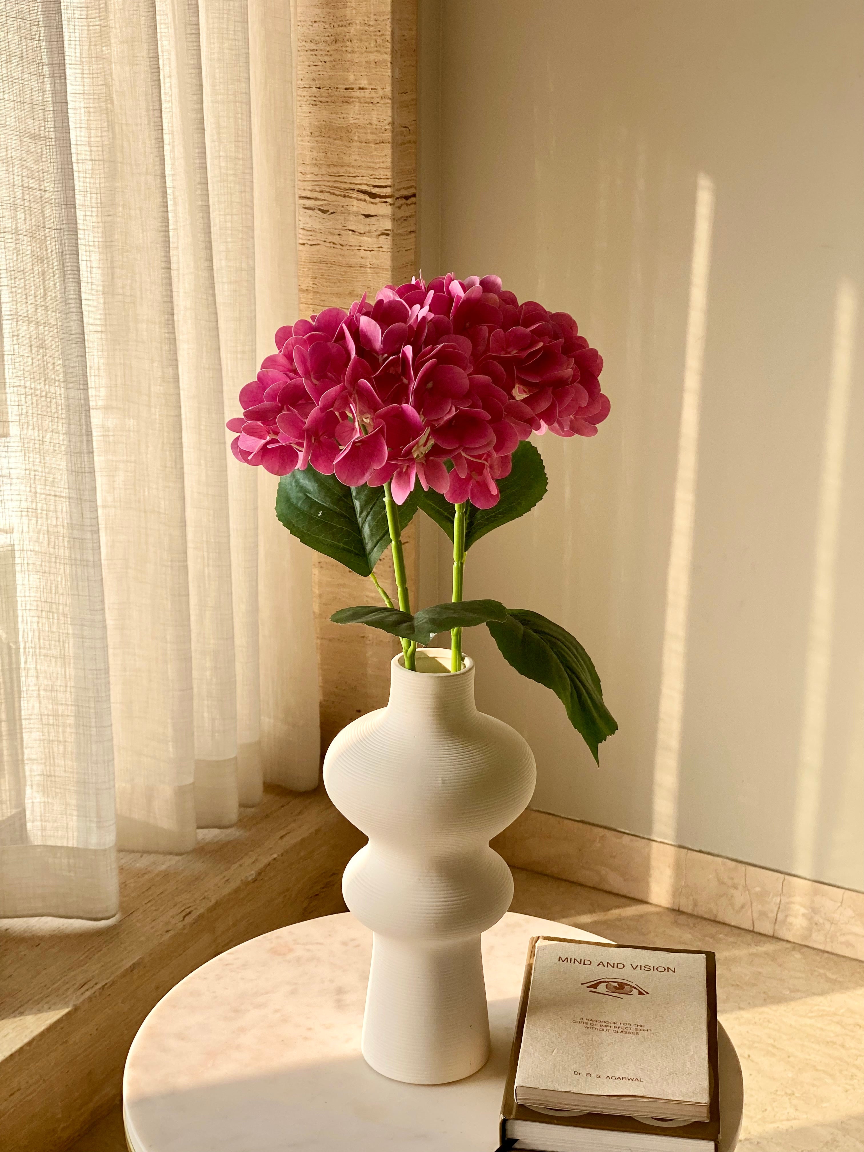 Artificial Pink Hydrangea Flower Stem - Set of 2