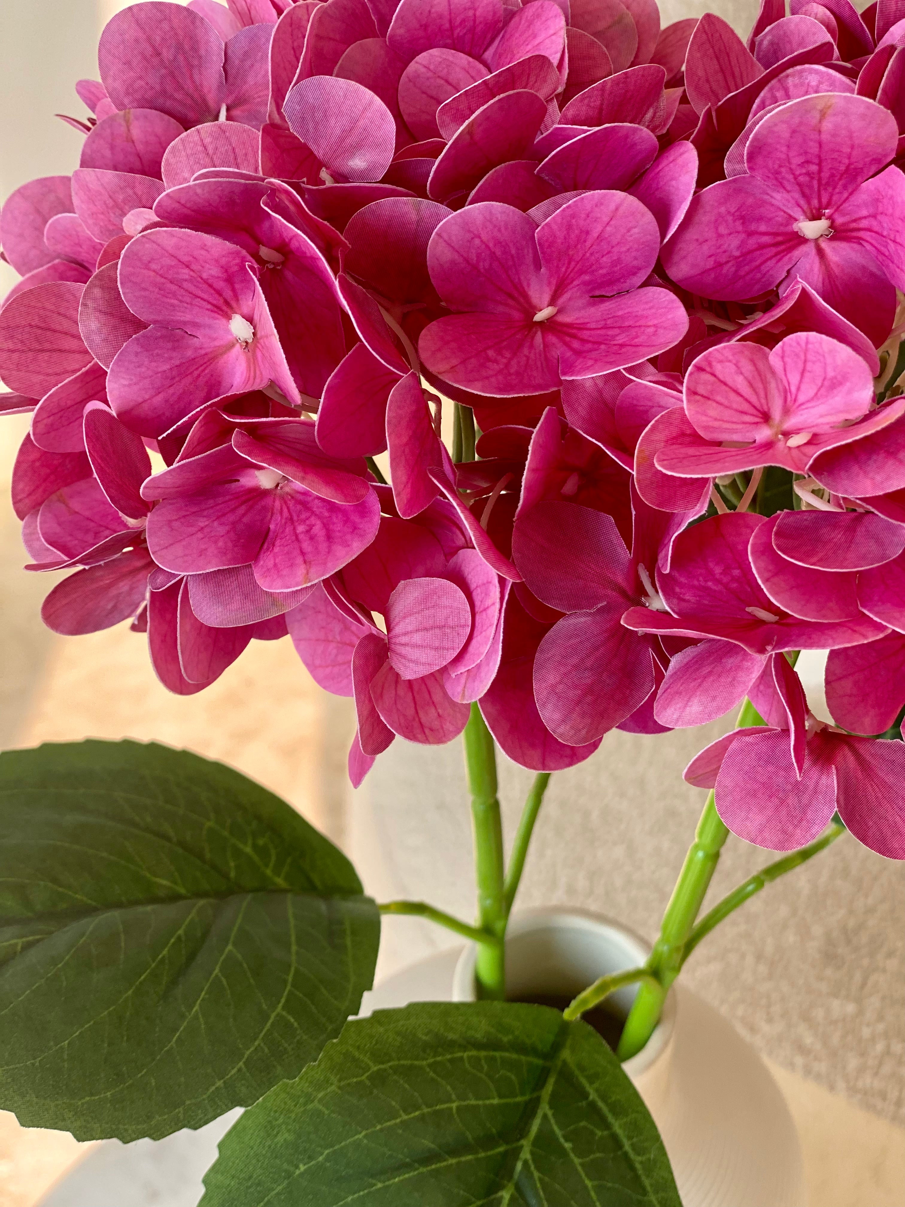 Artificial Pink Hydrangea Flower Stem - Set of 2