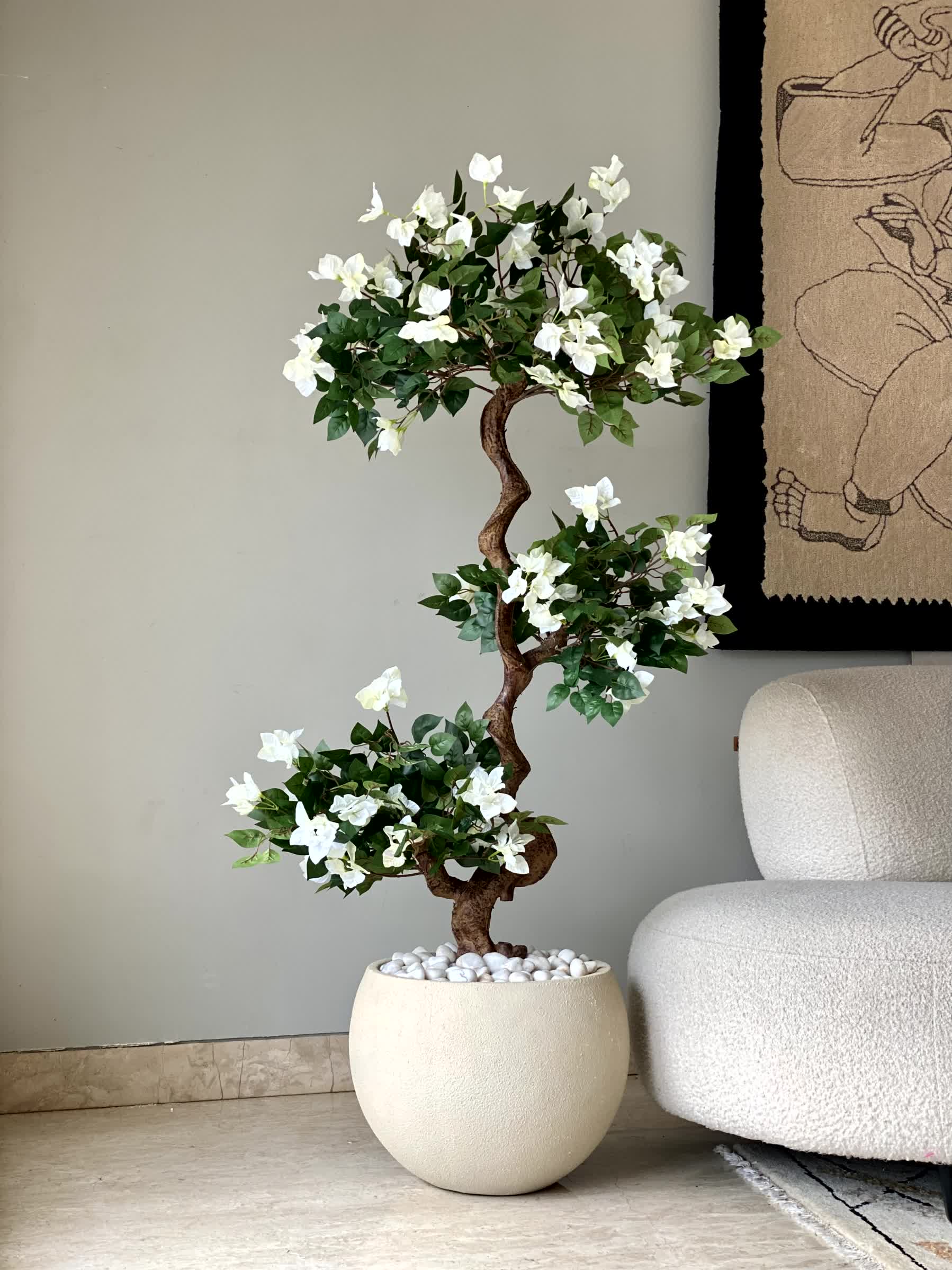 Artificial Twisted White Bougainvillea Tree - 5 Feet