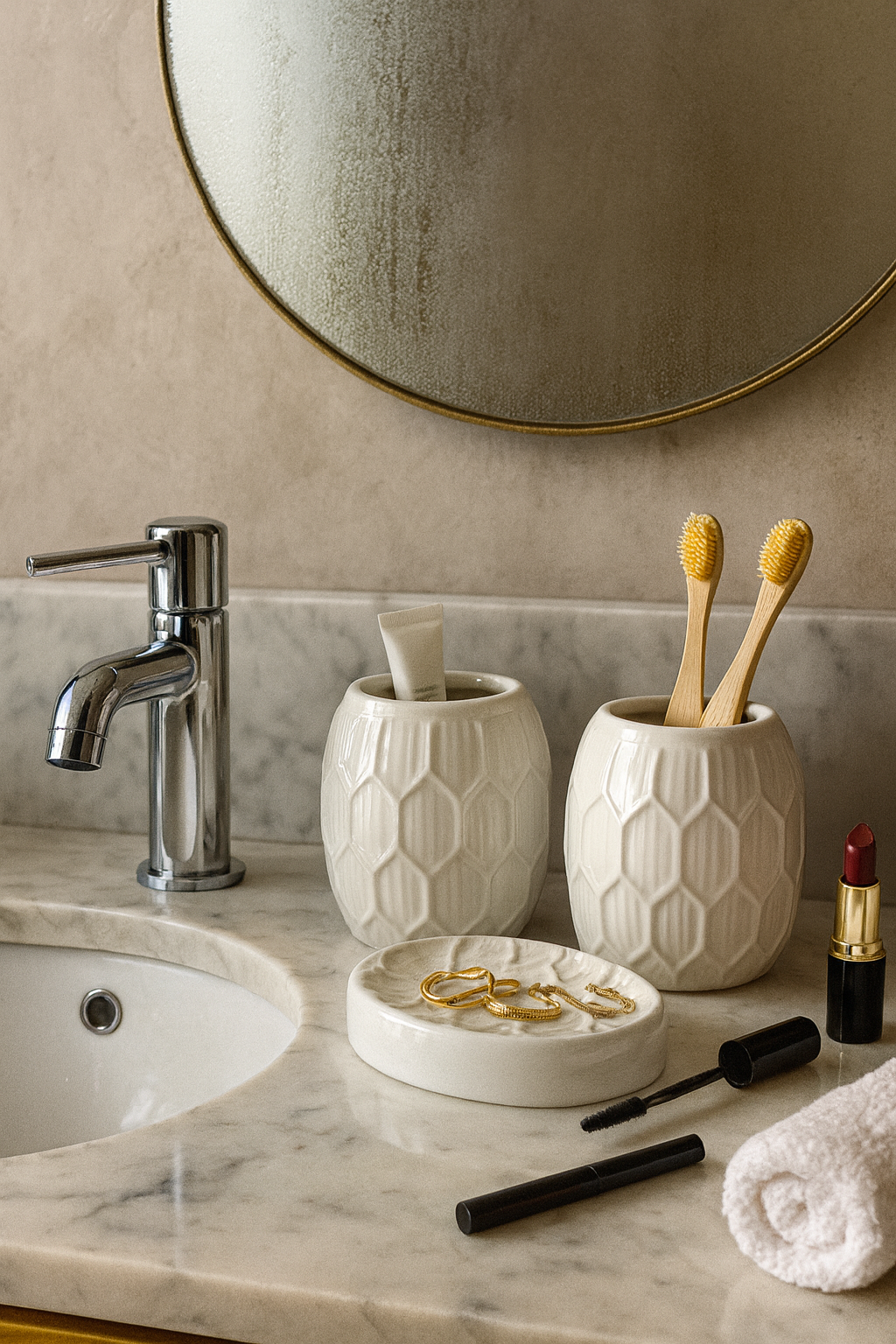 Luna Bathroom Set - White (Set of 4)