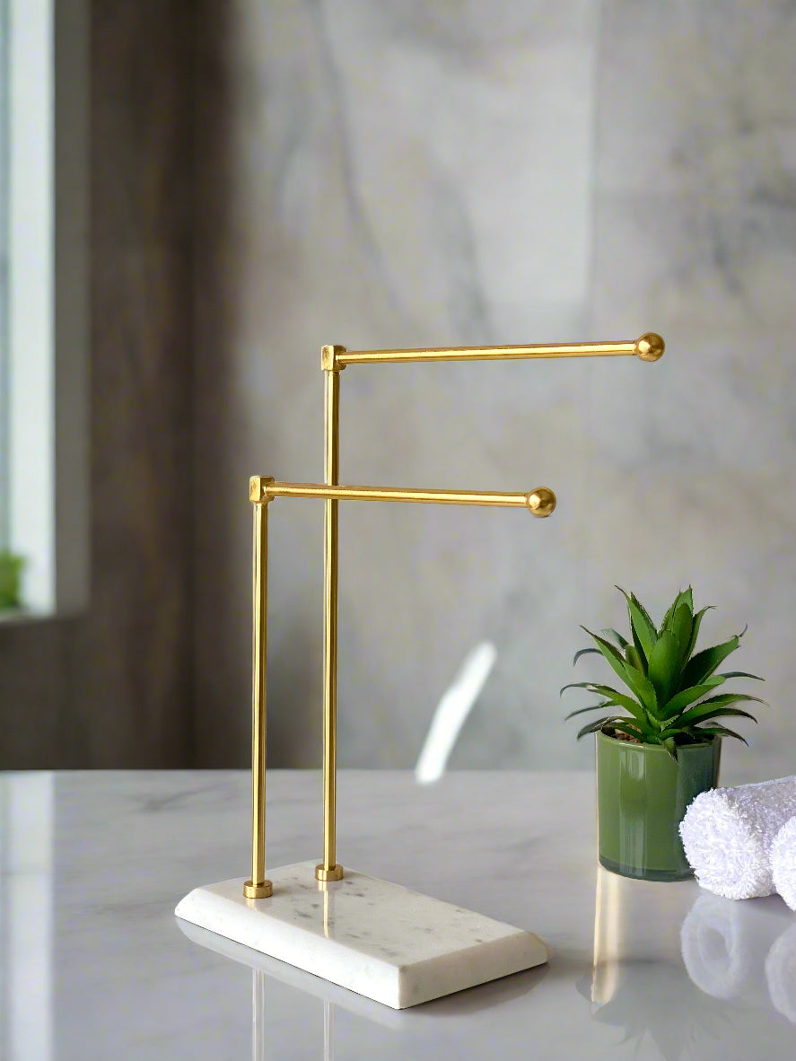 Melrose Hand Towel Stand - White & Gold
